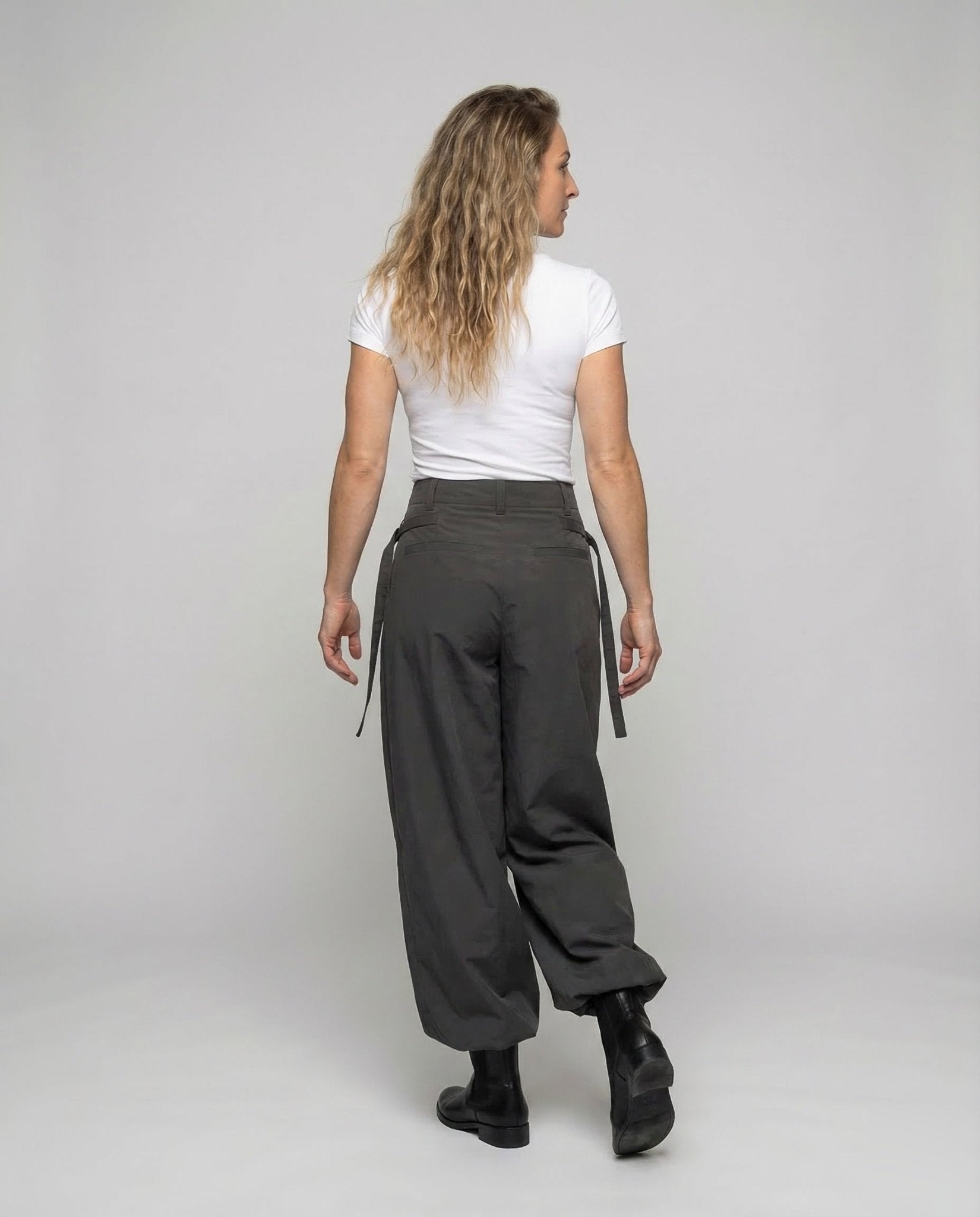 Women's Pleated Trousers High Waist Oversize - Chichicherry