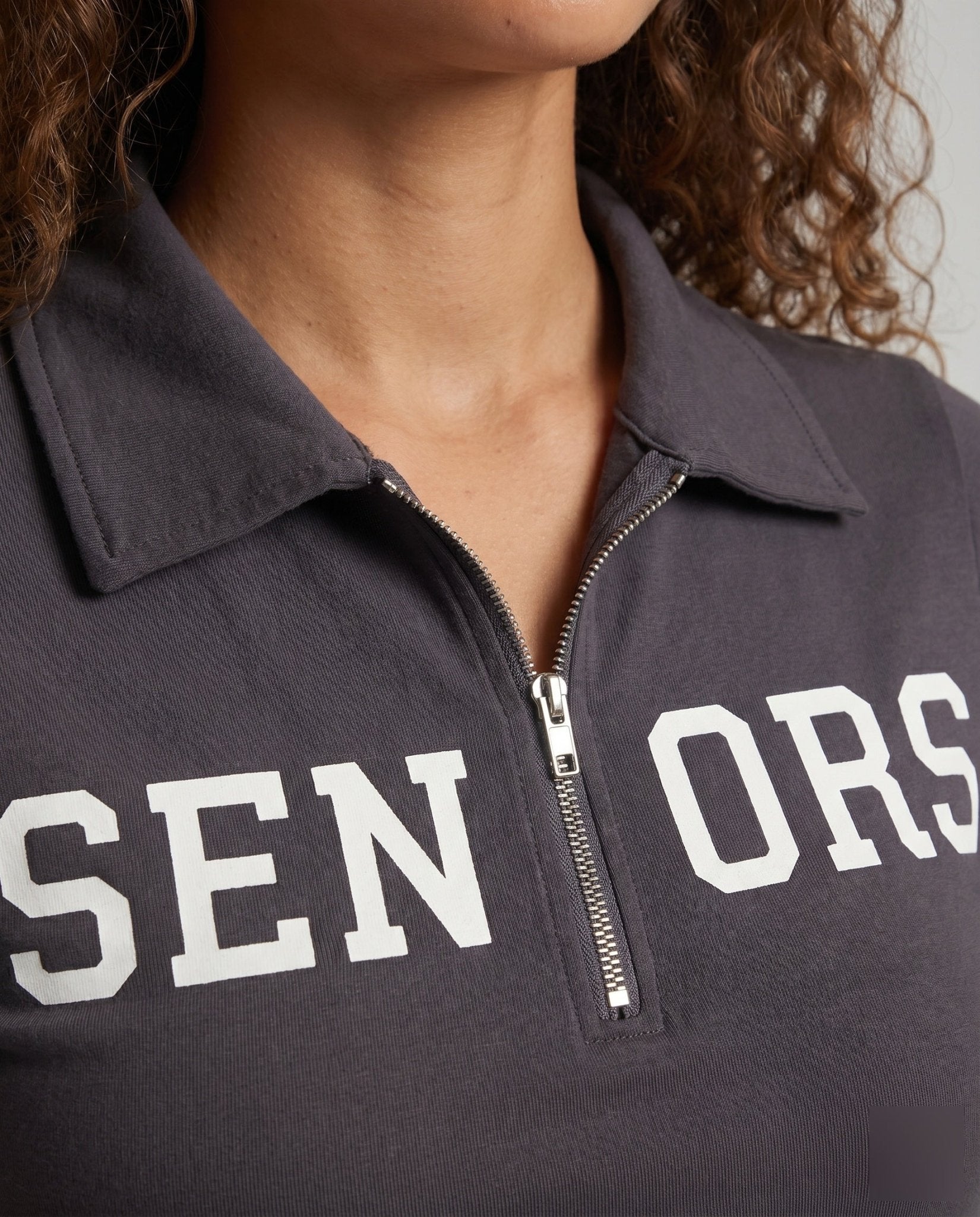 Women's polo shirt with zipper and creative print - Chichicherry