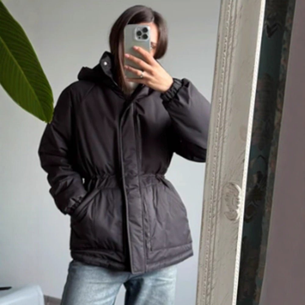Women’s quilted parka with high collar, fitted drawstring and hood Chichicherry - Chichicherry