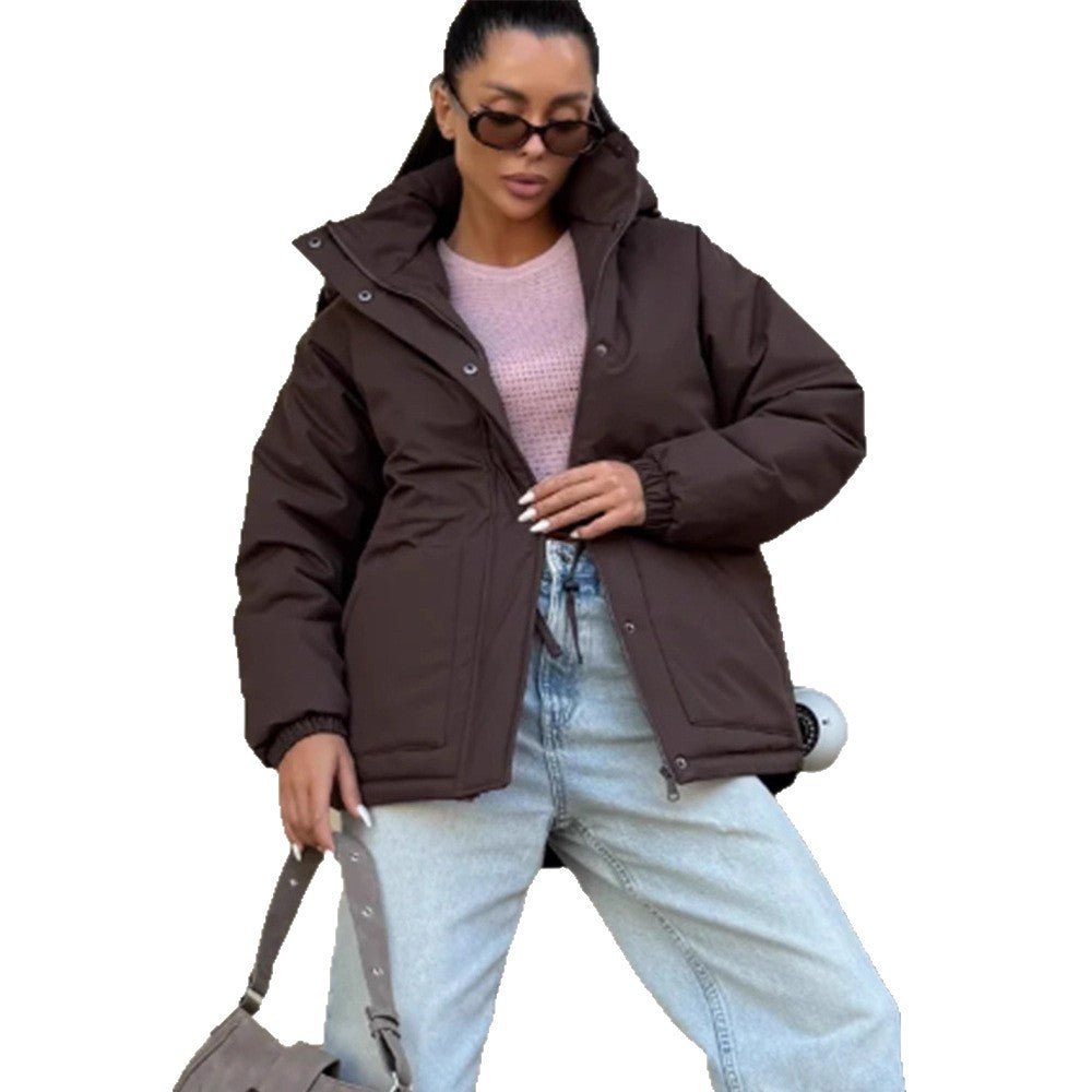 Women’s quilted parka with high collar, fitted drawstring and hood Chichicherry - Chichicherry