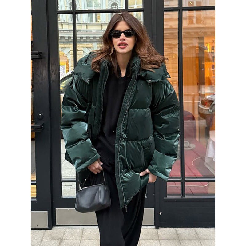 Women's Quilted Winter Jacket with Waist Drawstring and High Stand-Up Collar Chichicherry - Chichicherry