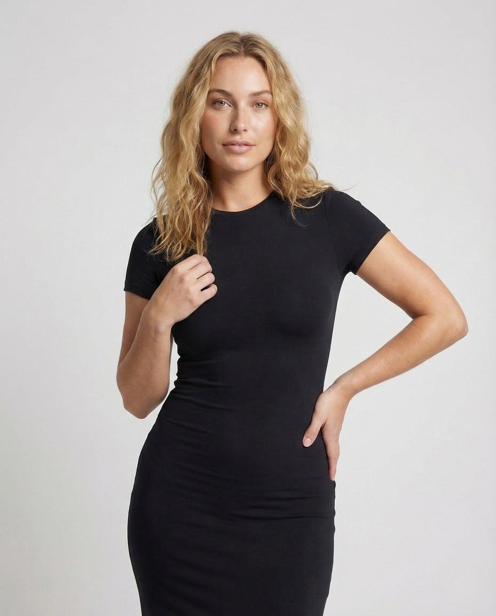 Women's Ribbed Maxi Dress Short Sleeve - Chichicherry