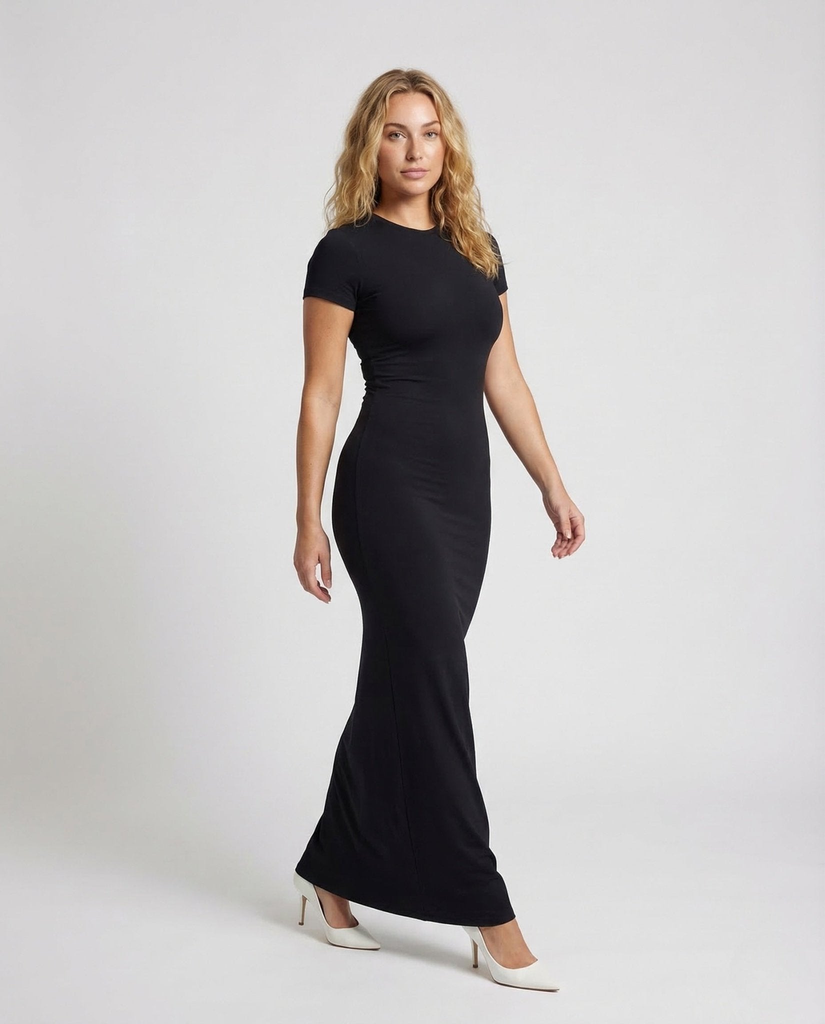 Women's Ribbed Maxi Dress Short Sleeve - Chichicherry