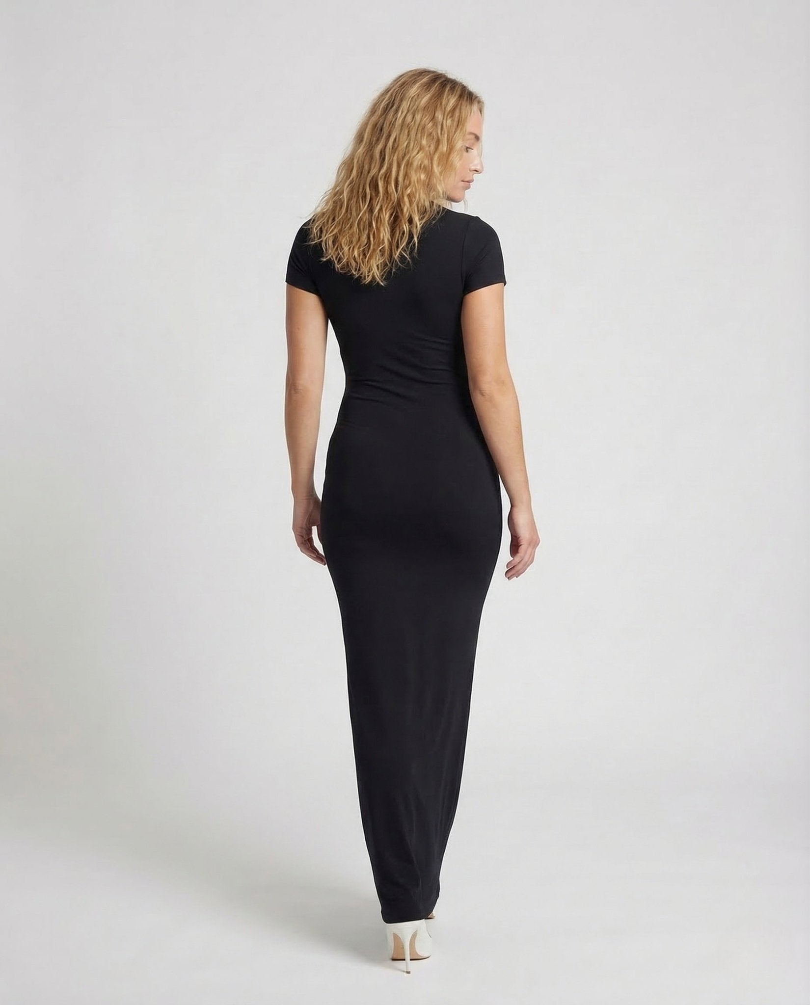 Women's Ribbed Maxi Dress Short Sleeve - Chichicherry