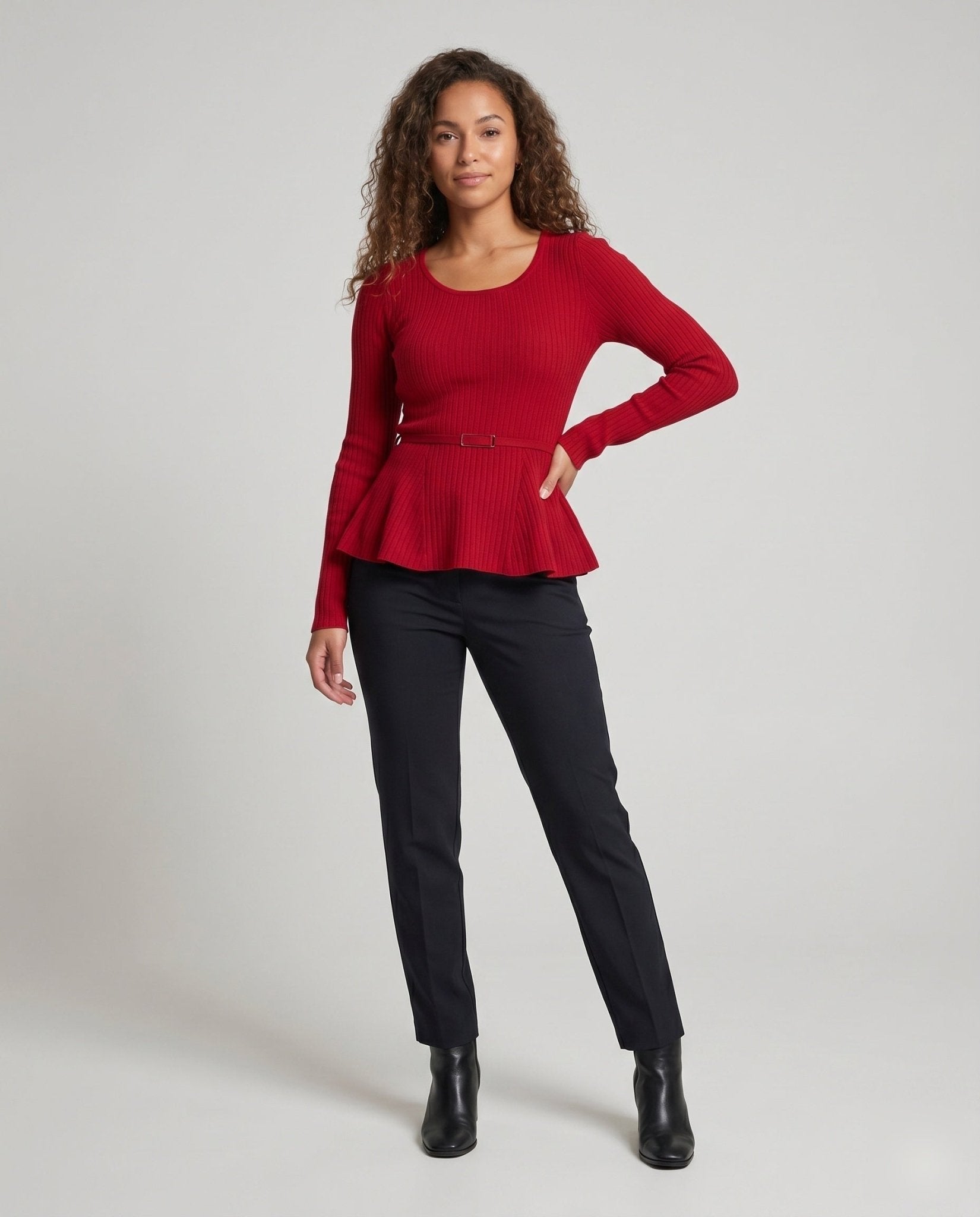 Women's ribbed top with peplum design - Chichicherry