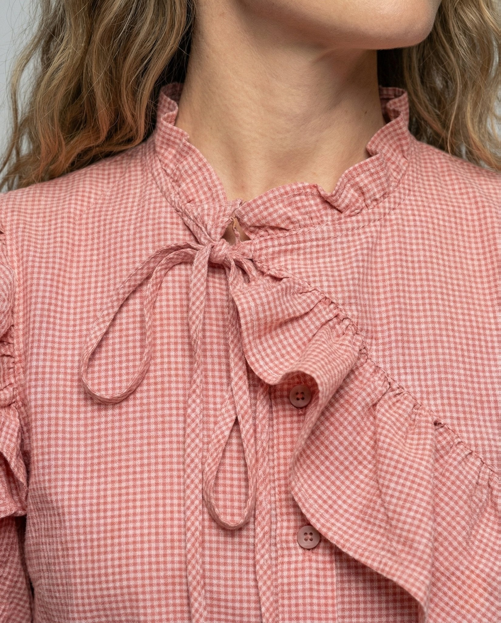 Women's Ruffle Blouse with Asymmetrical Ruffle Front - Chichicherry
