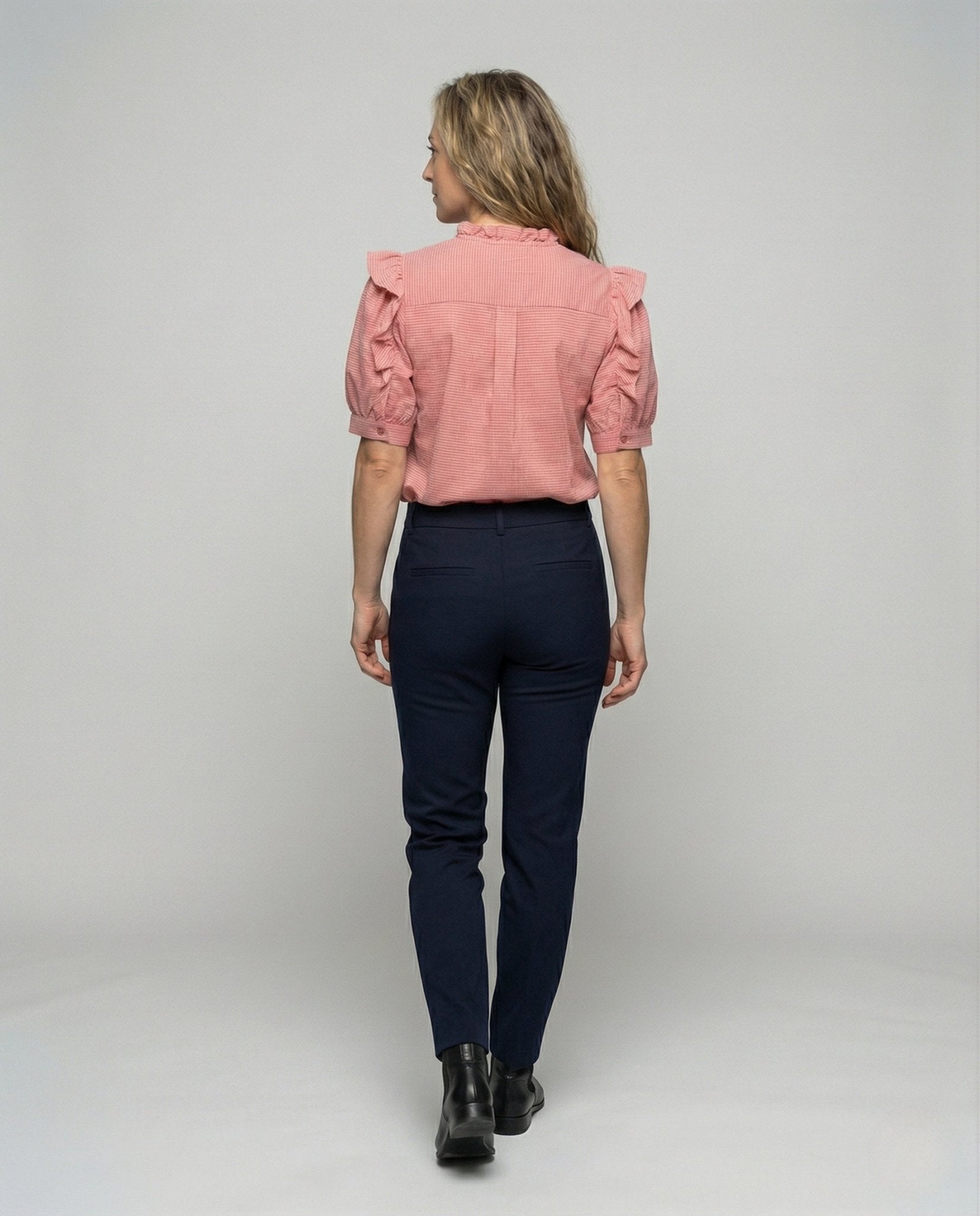 Women's Ruffle Blouse with Asymmetrical Ruffle Front - Chichicherry