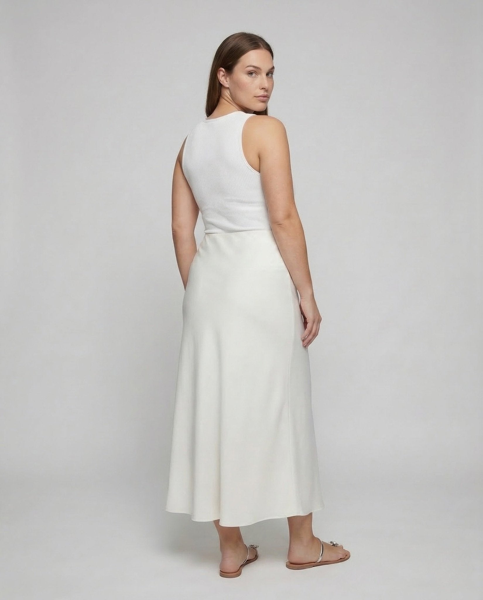 Women's Satin Maxi Skirt High Waist - Chichicherry