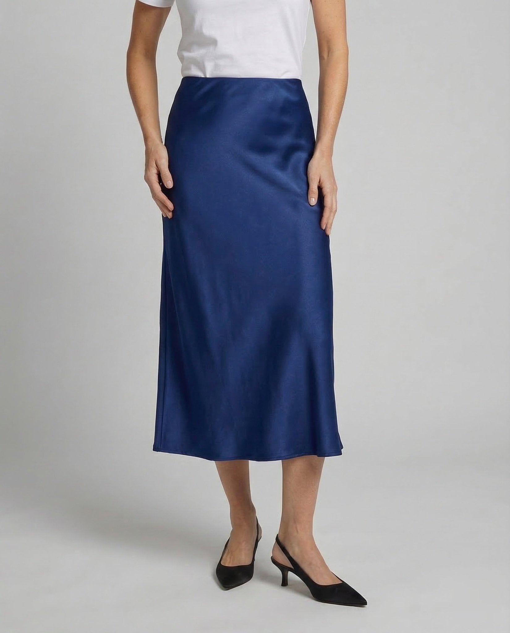 Women's Satin Midi Skirt Asymmetrical Cut - Chichicherry