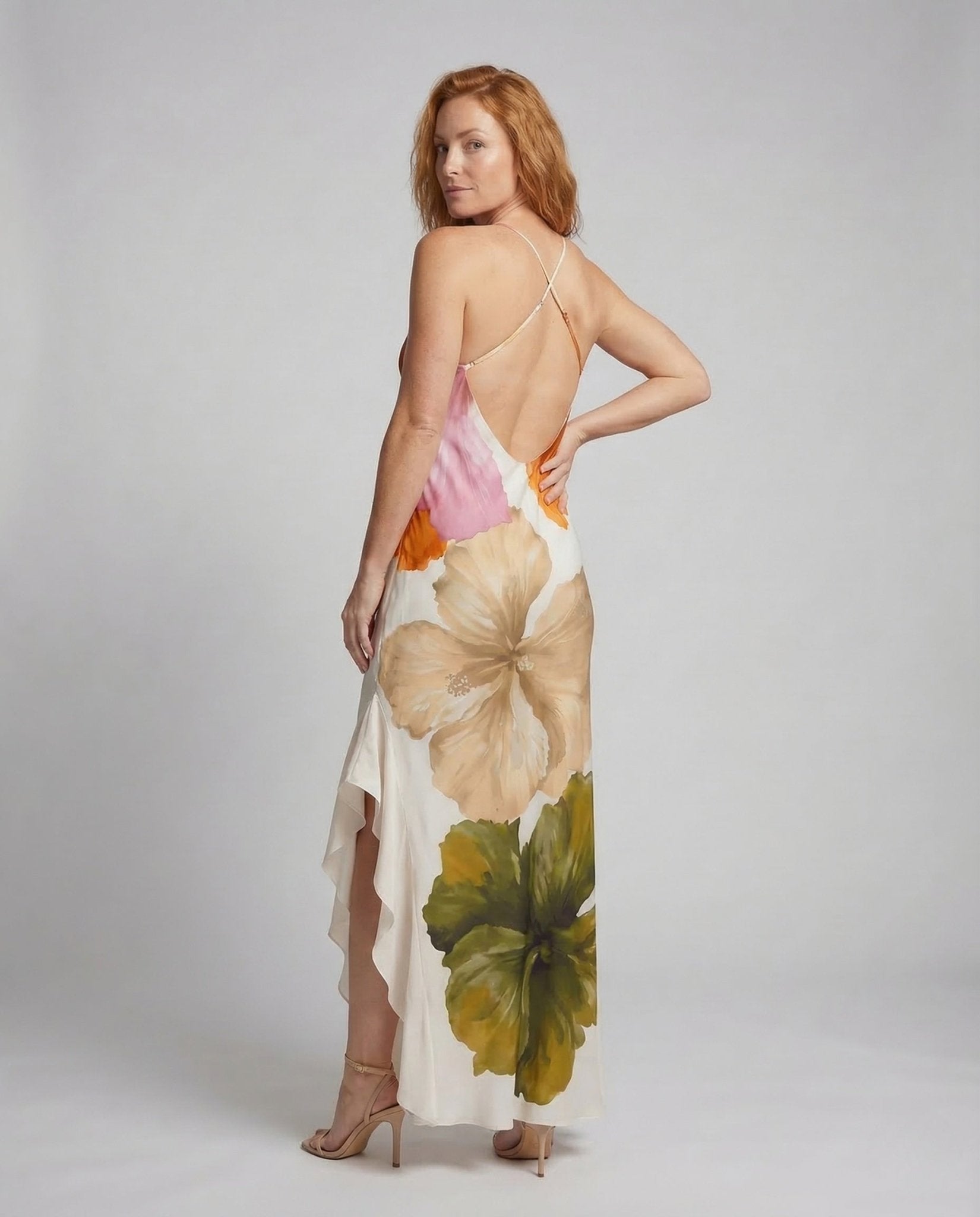 Women's Satin One Shoulder Maxi Dress Split - Chichicherry