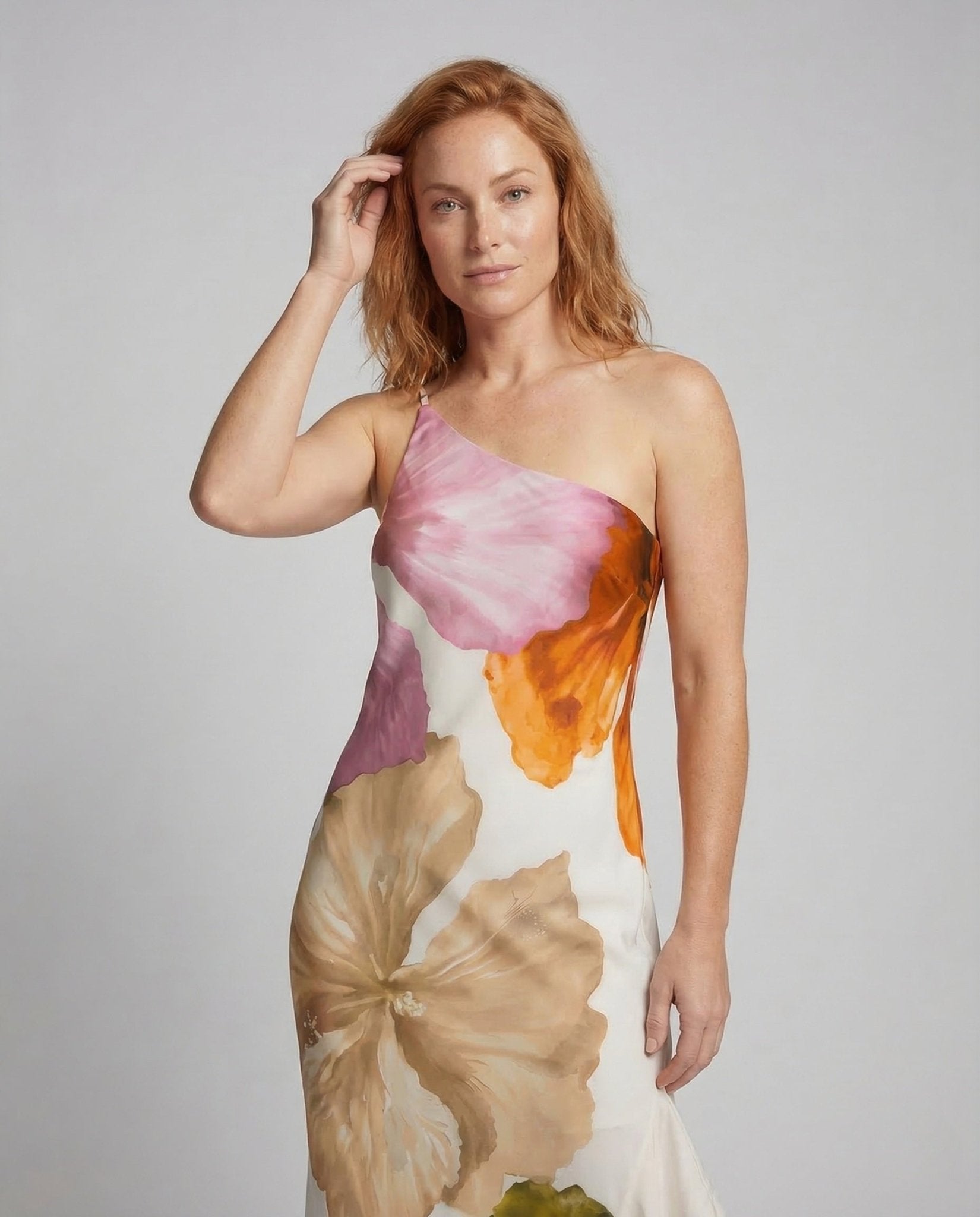 Women's Satin One Shoulder Maxi Dress Split - Chichicherry