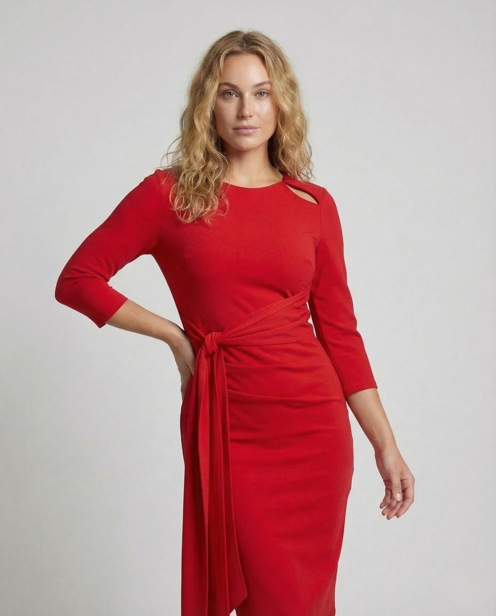 Women's Sheath Dress Ruching Draped Sash - Chichicherry