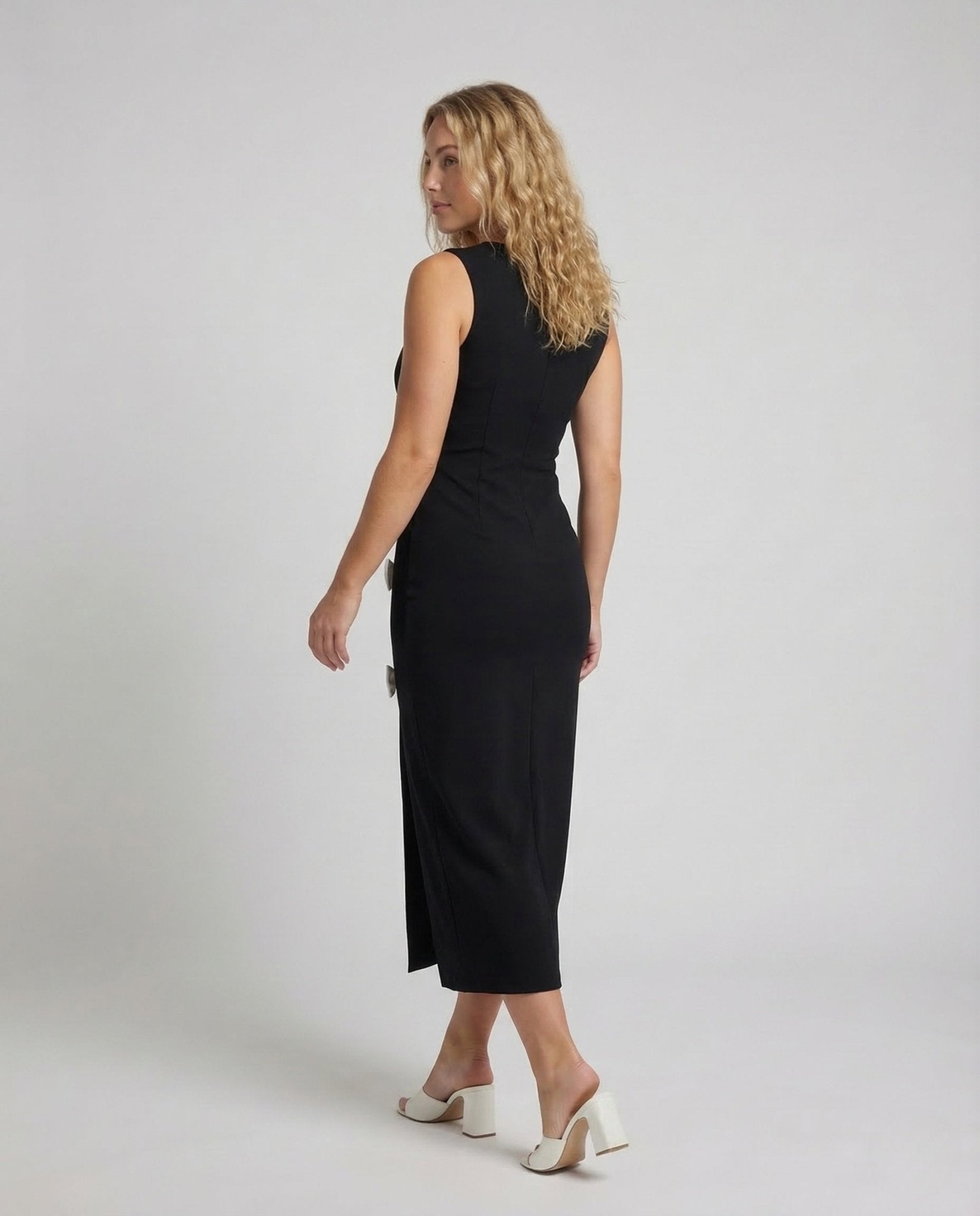Women's Sheath Dress Slit Bow - Chichicherry
