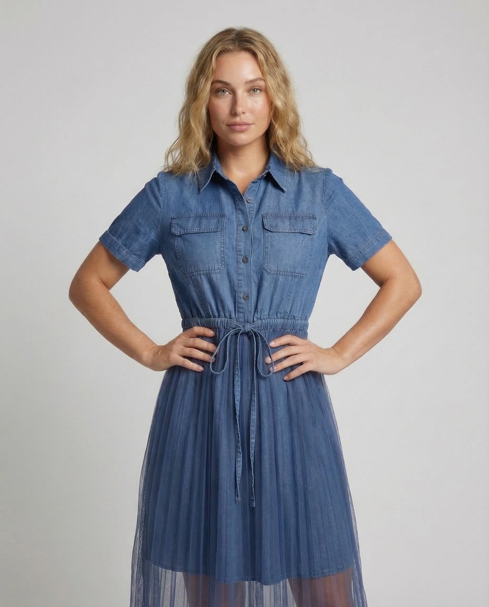 Women's Shirt Dress Jeans Tulle - Chichicherry