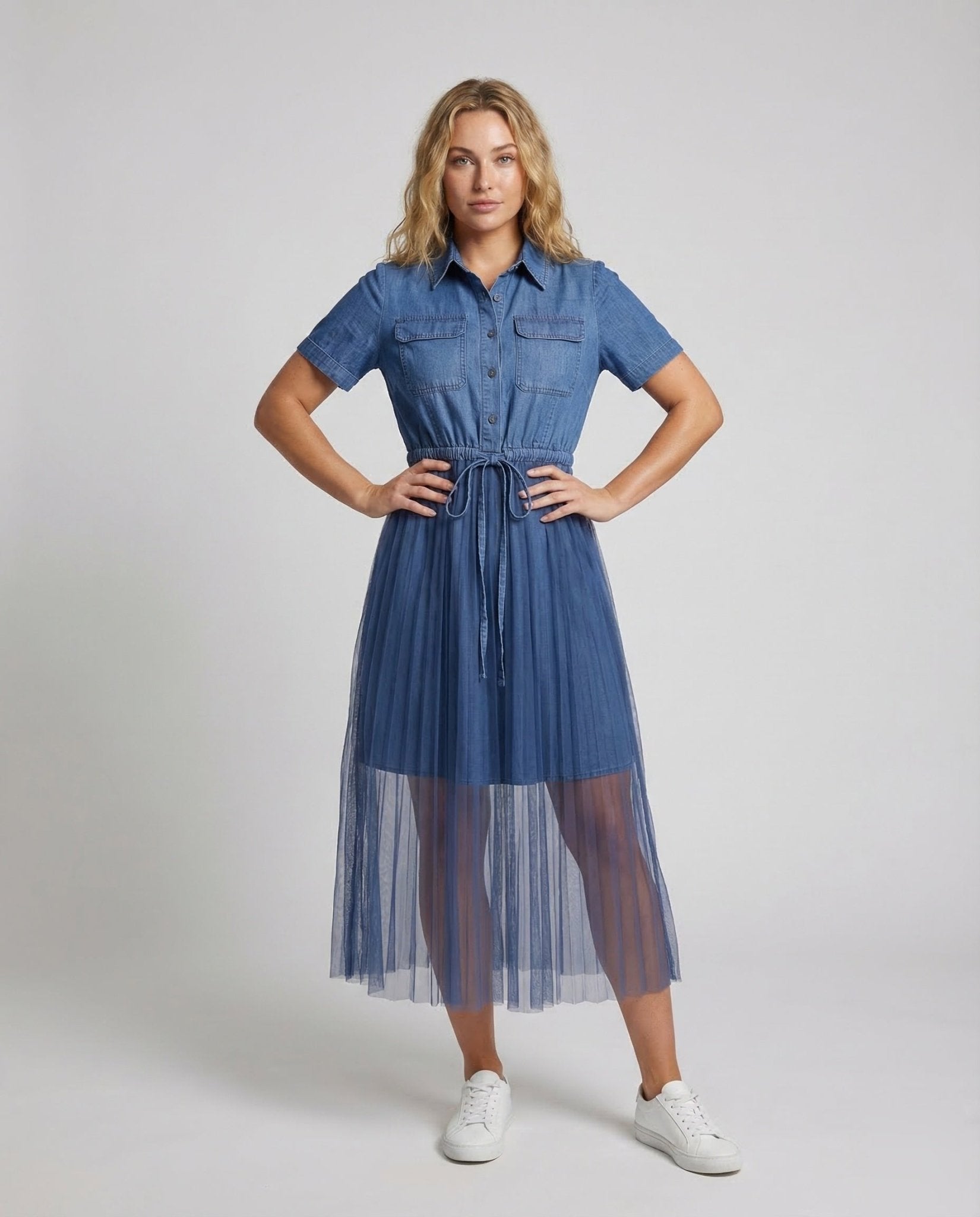 Women's Shirt Dress Jeans Tulle - Chichicherry