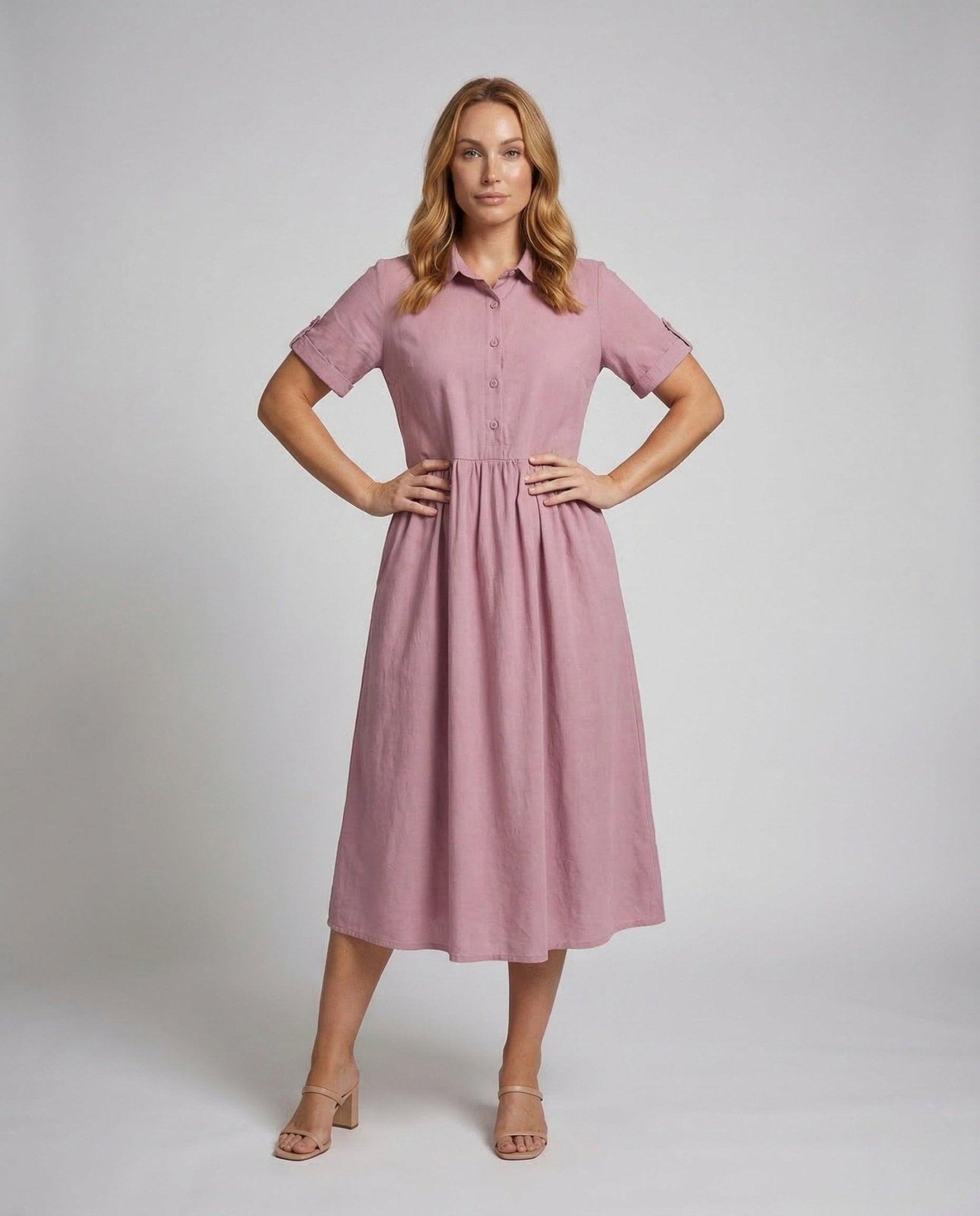 Women's Shirt Dress with Gathered Waist - Chichicherry