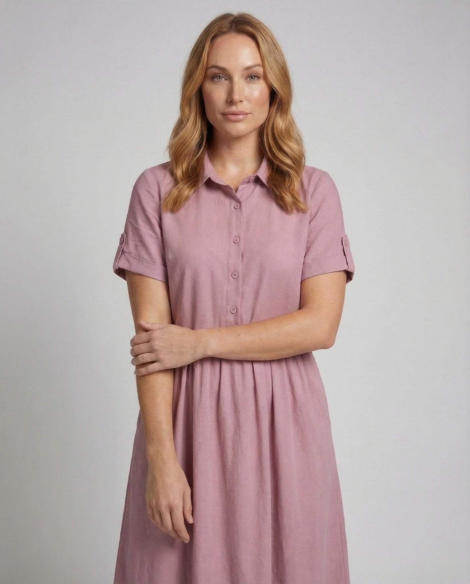 Women's Shirt Dress with Gathered Waist - Chichicherry