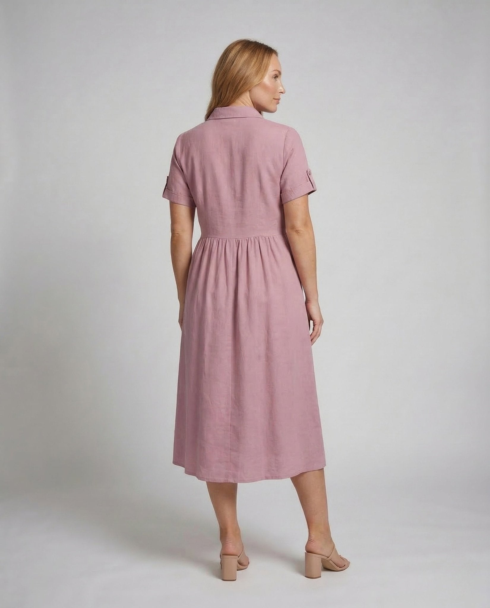 Women's Shirt Dress with Gathered Waist - Chichicherry