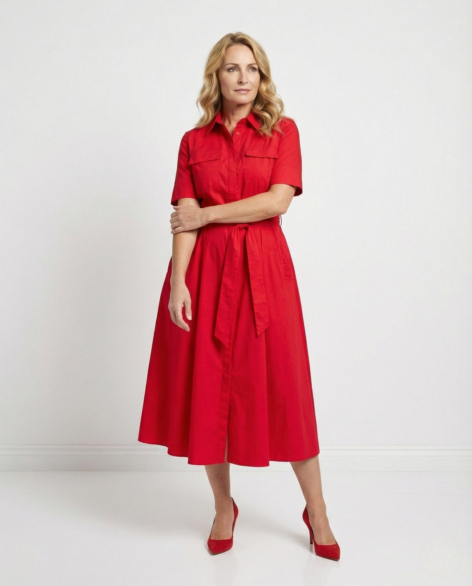Women's shirt dress with tie belt - Chichicherry