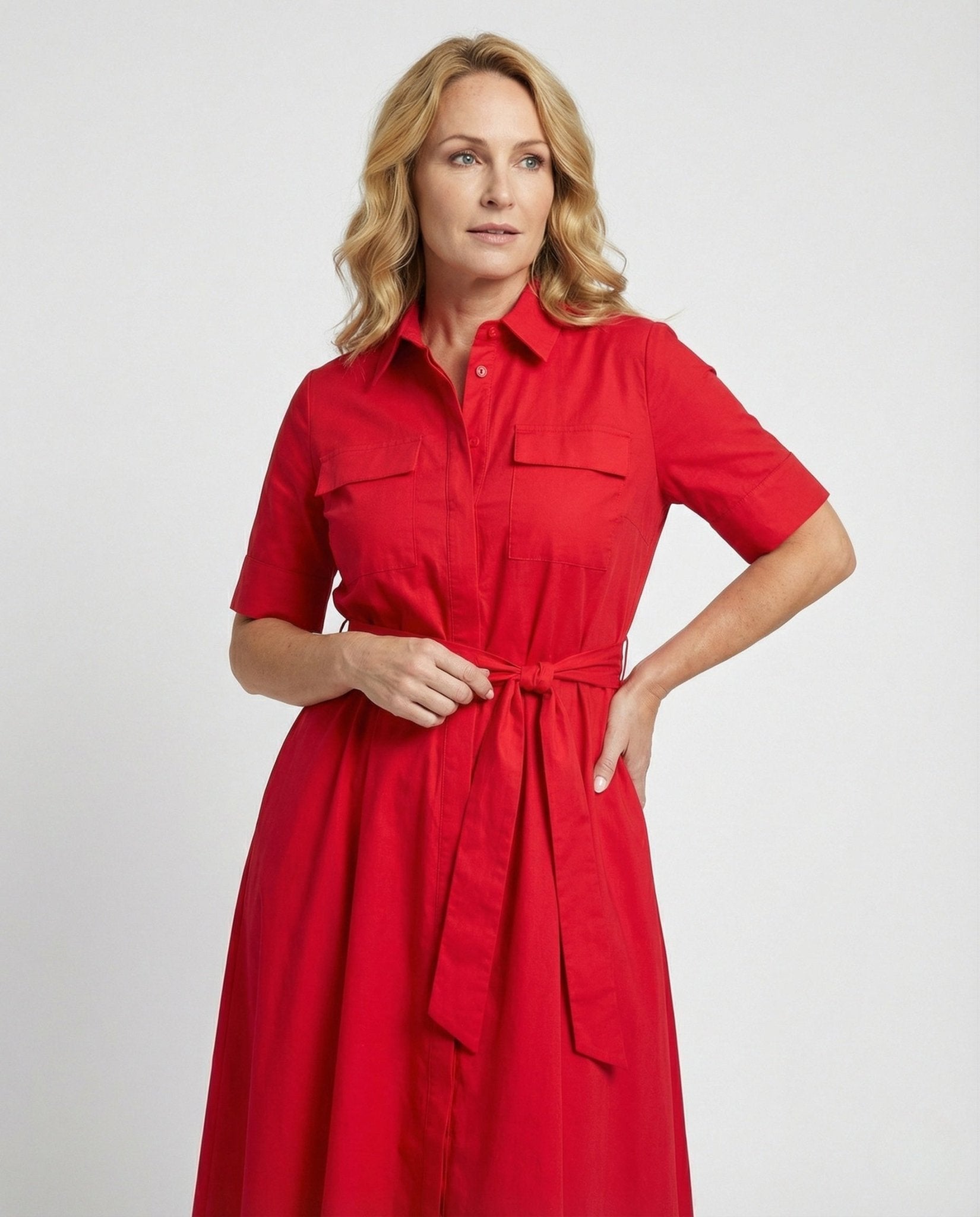 Women's shirt dress with tie belt - Chichicherry