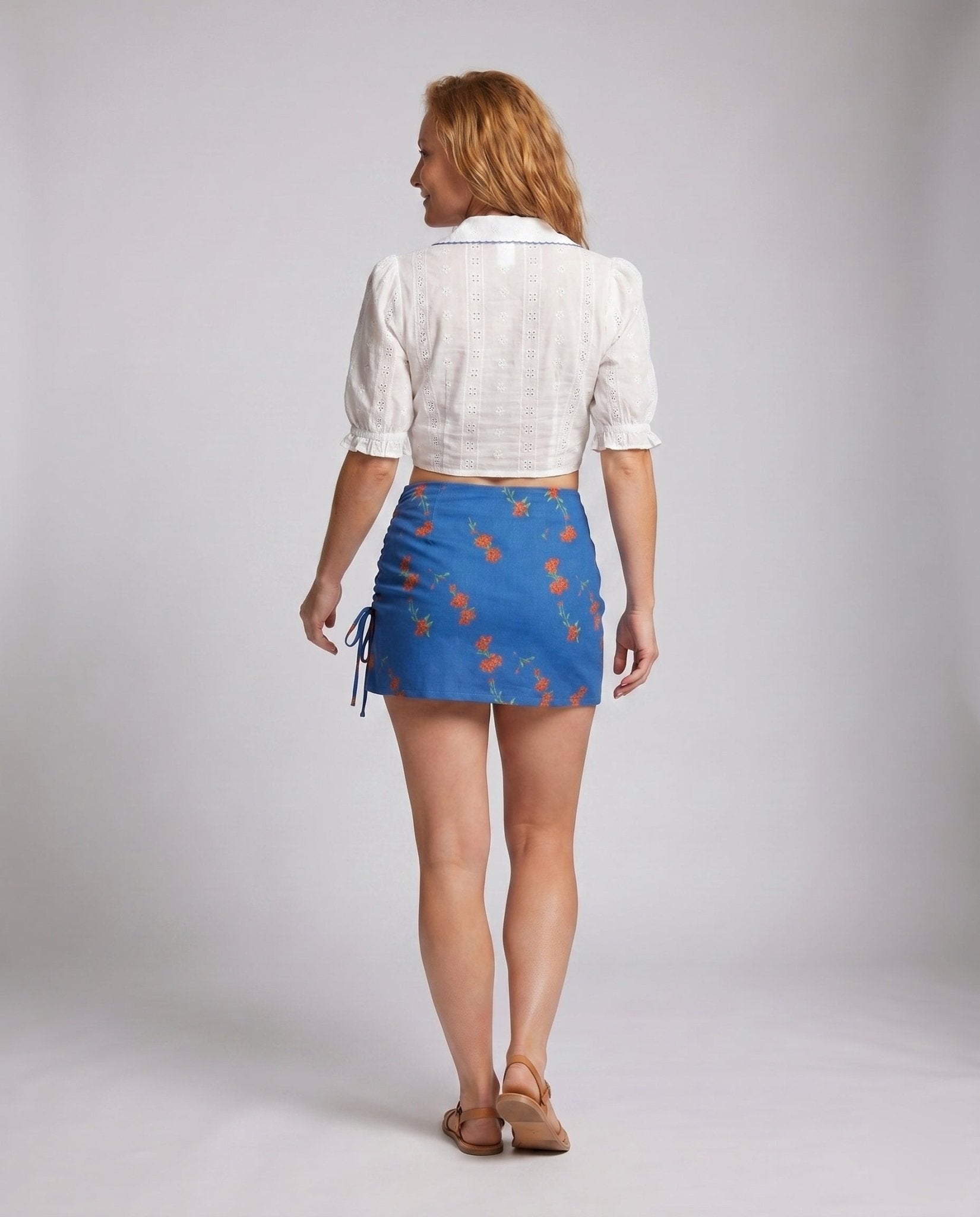 Women's Short Blouse Top with Playful Tie Design - Chichicherry