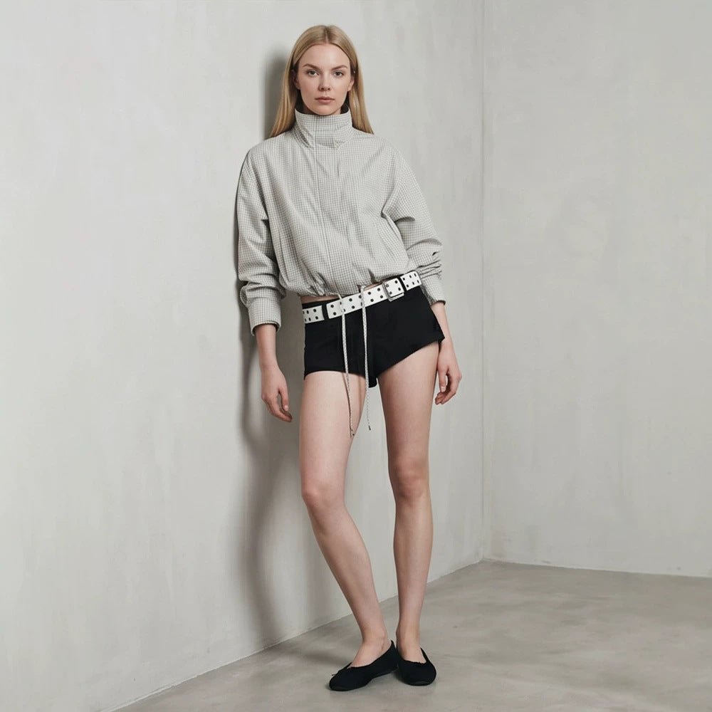 Women’s short cut lightweight transitional jacket with stand-up collar and elastic hem Chichicherry - Chichicherry