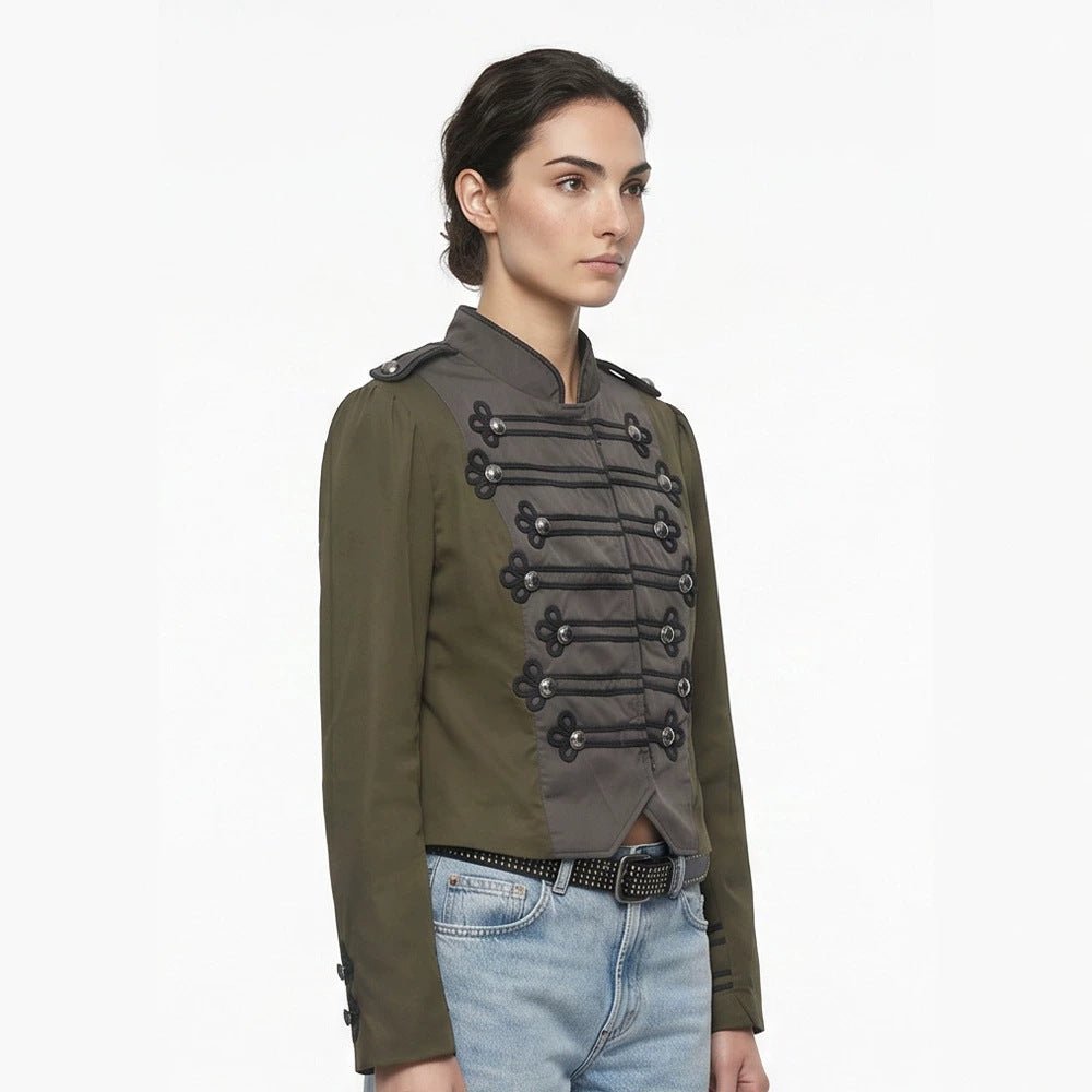 Women’s short-cut military-inspired blouson with decorative cords Chichicherry - Chichicherry