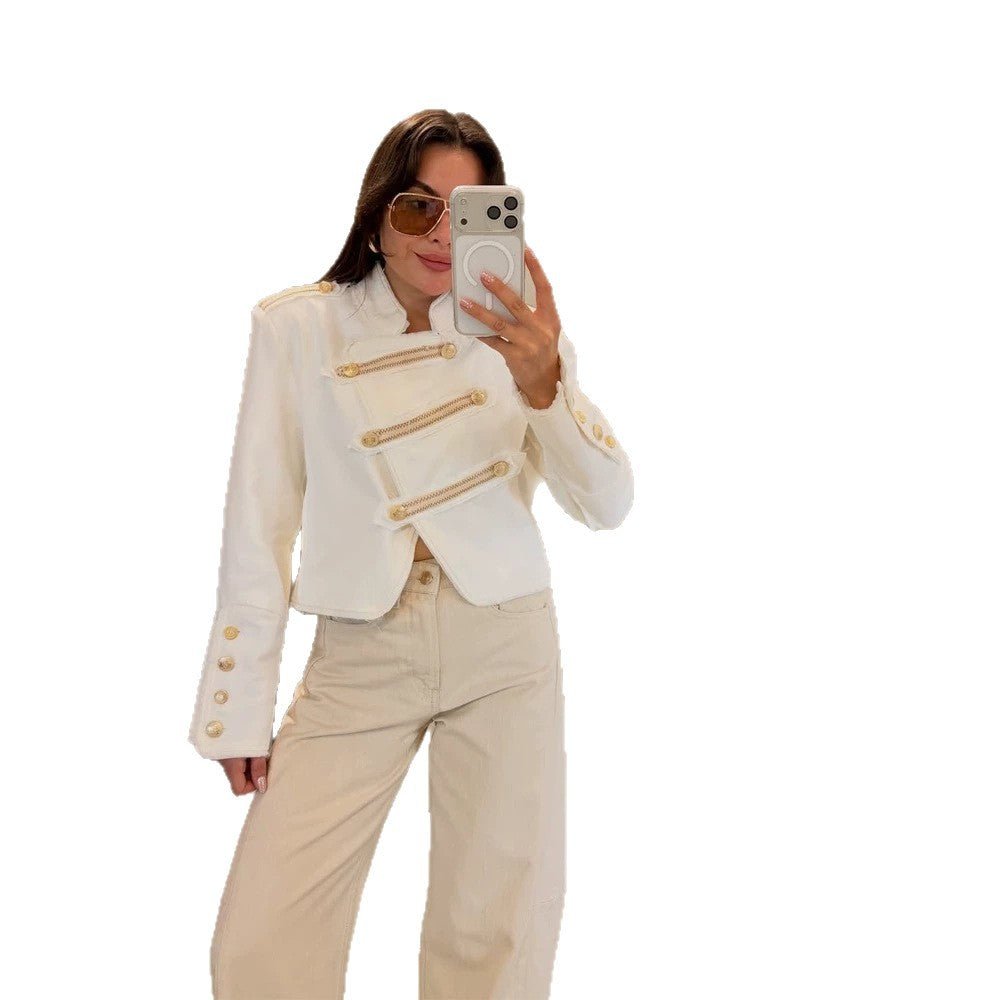 Women's short jacket in military look with decorative cord detailing and tailored fit Chichicherry - Chichicherry