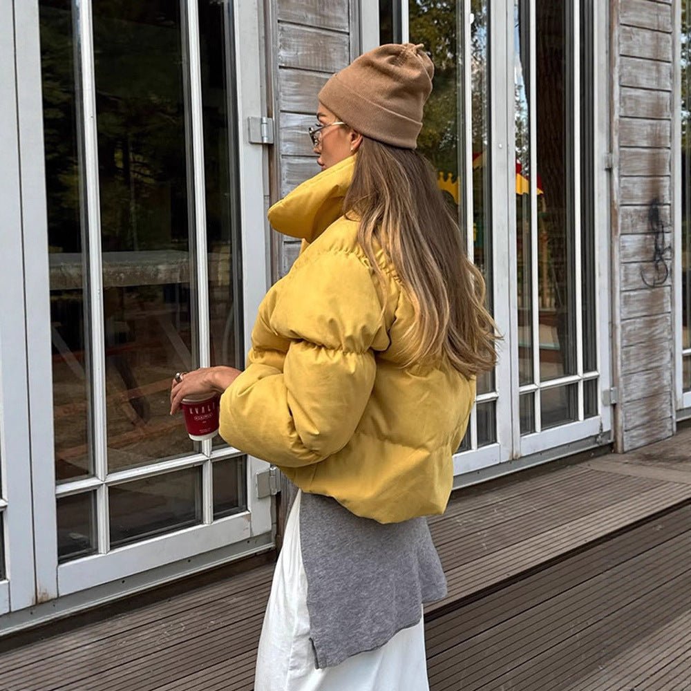 Women's Short Padded Cropped Puffer Jacket with Voluminous Balloon Sleeves Chichicherry - Chichicherry