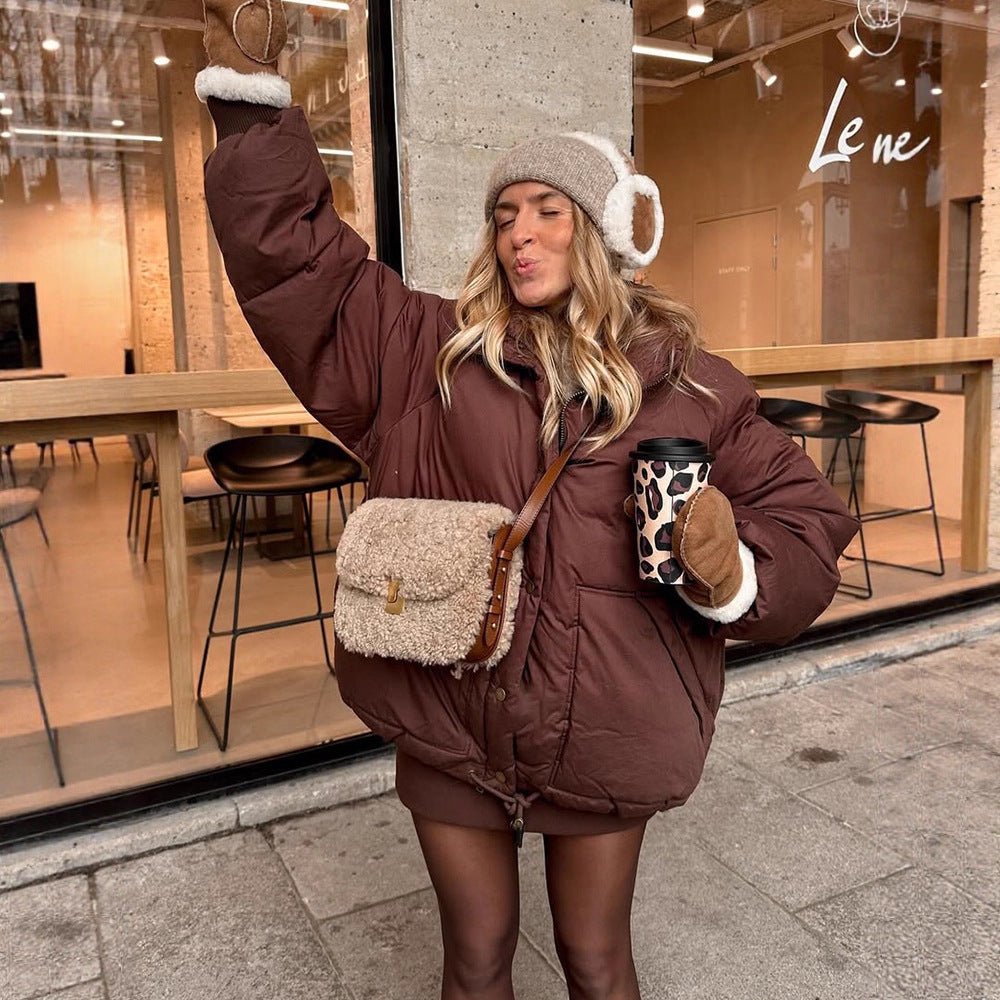 Women's short padded oversized quilted jacket with drawstring and windproof lining Chichicherry - Chichicherry