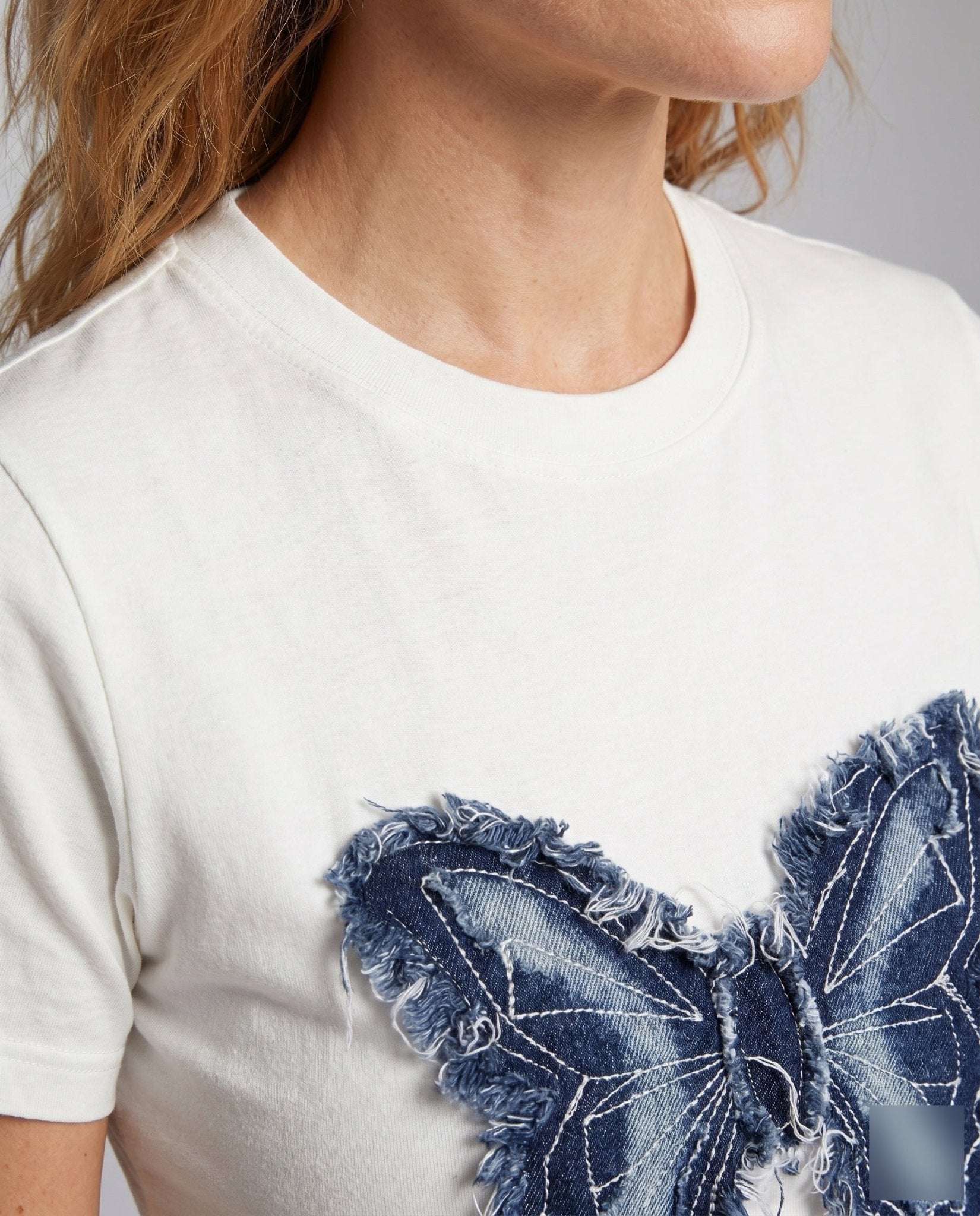 Women's Short T-Shirt with Creative Butterfly Design - Chichicherry
