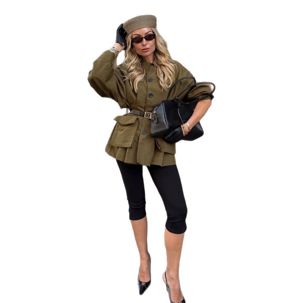 Women’s short utility jacket with balloon sleeves & patch flap pockets Chichicherry - Chichicherry