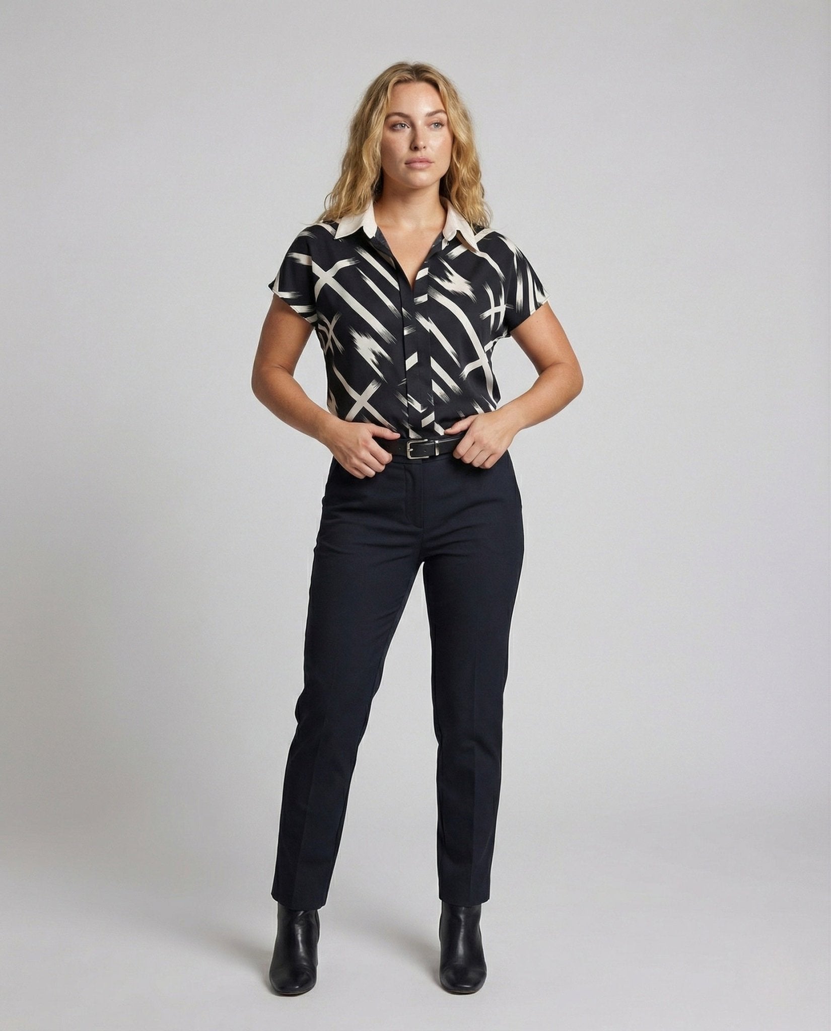 Women's Silk Imitation Blouse Shirt with Print - Chichicherry