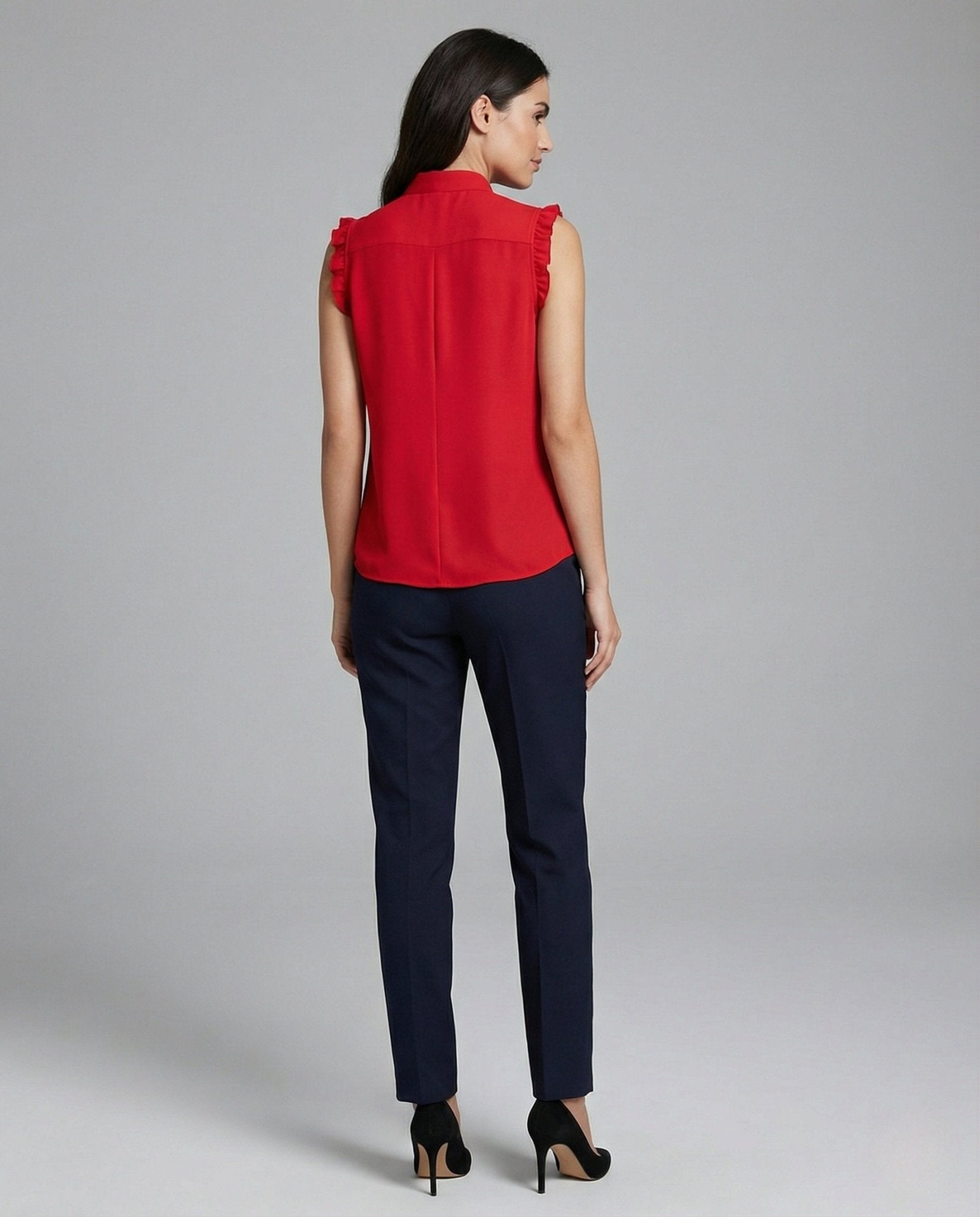 Women's Sleeveless Blouse Top with Bow Collar - Chichicherry