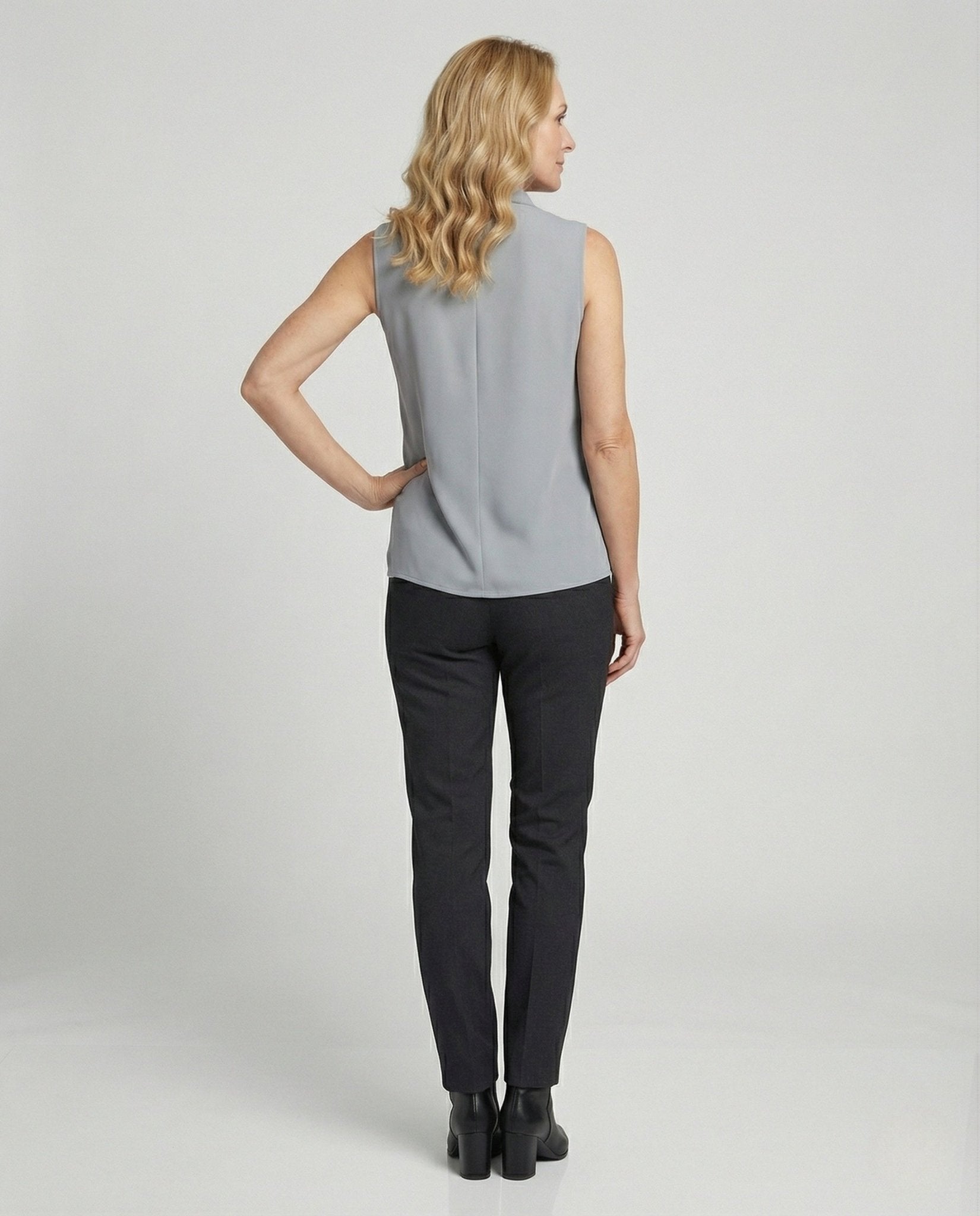 Women's Sleeveless Georgette Top with Shawl Collar - Chichicherry