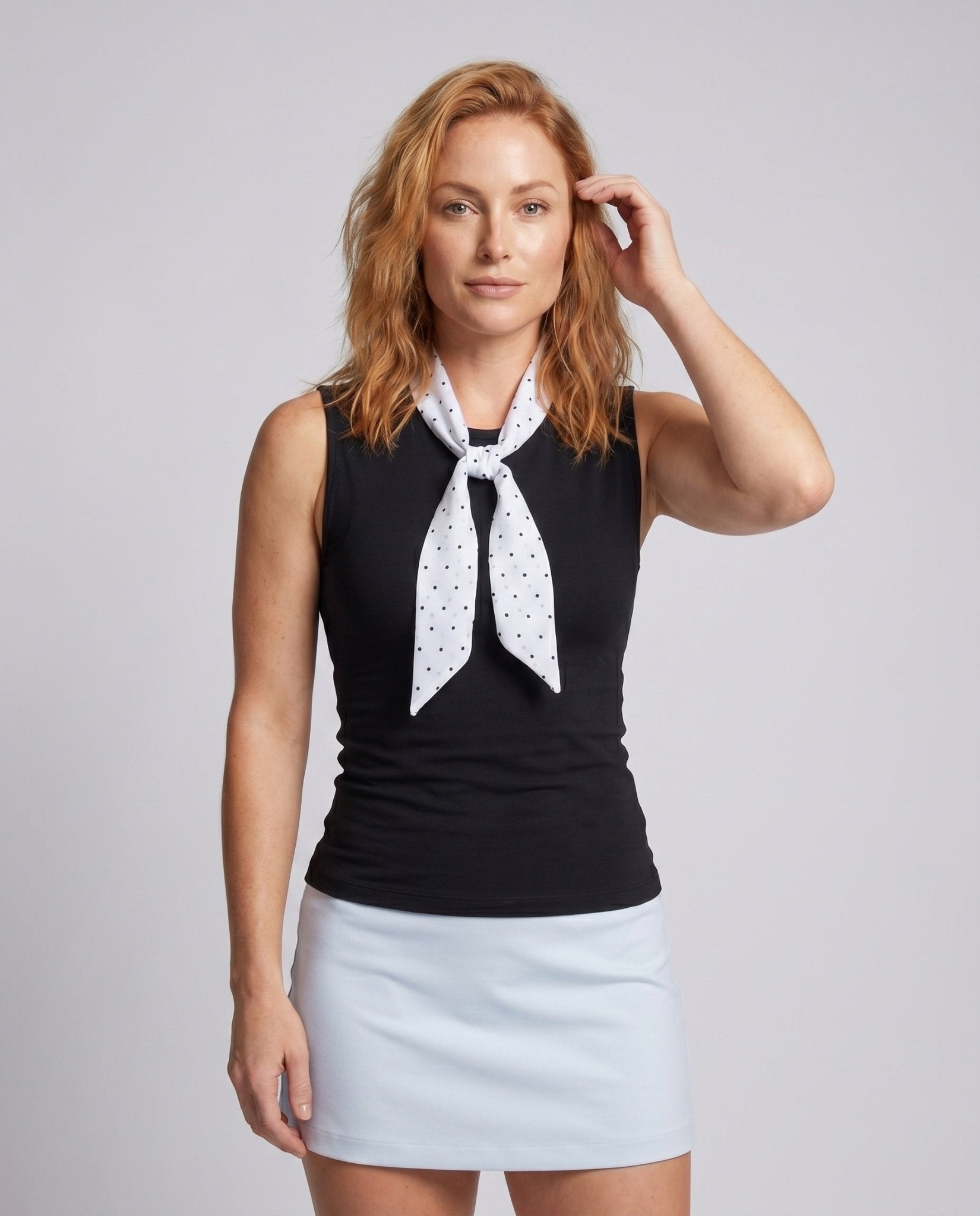 Women's sleeveless top with decorative scarf - Chichicherry