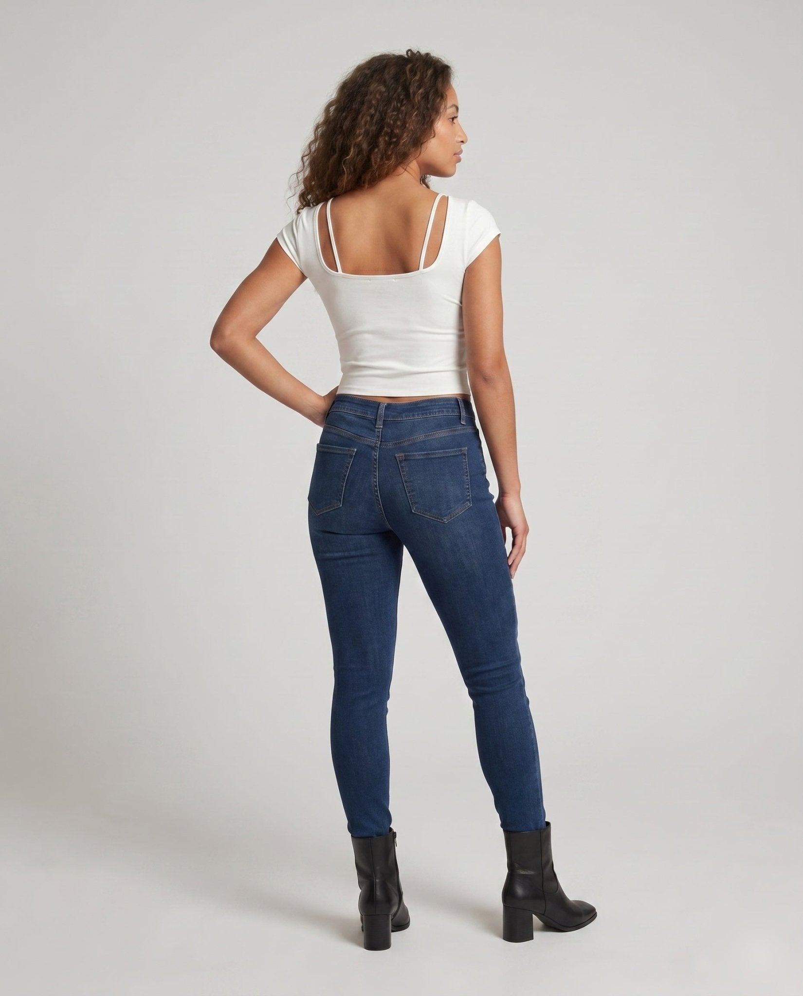 Women's slim fit V-neck top with decorative strap design - Chichicherry