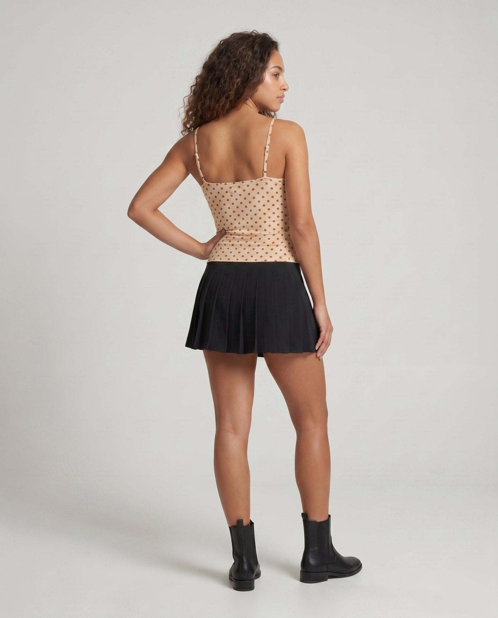 Women's spaghetti strap top with playful polka dot design - Chichicherry