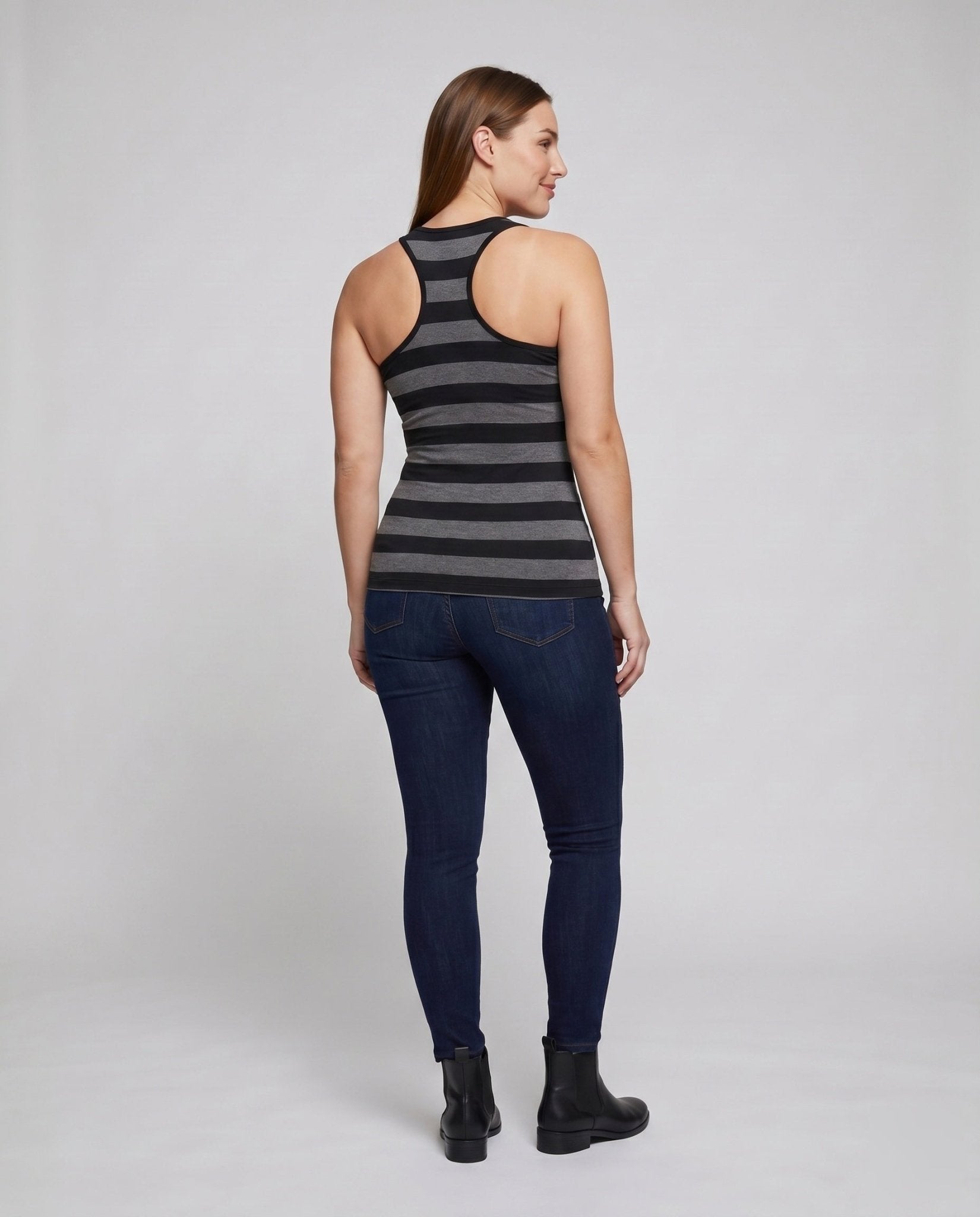 Women's sporty tank top with a casual cut and stylish stripes - Chichicherry