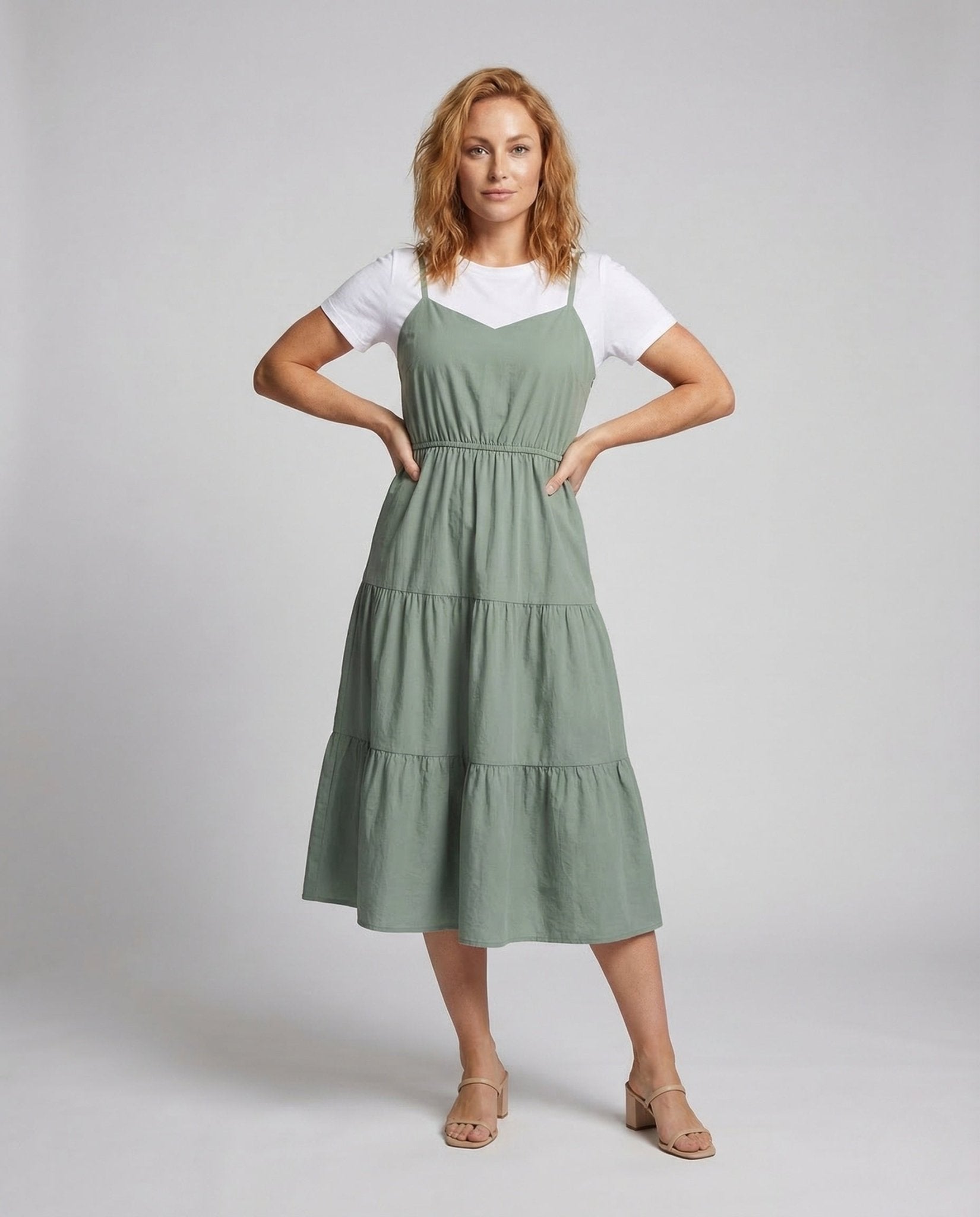 Women's Strap Dress Two - layer Tiered Skirt - Chichicherry