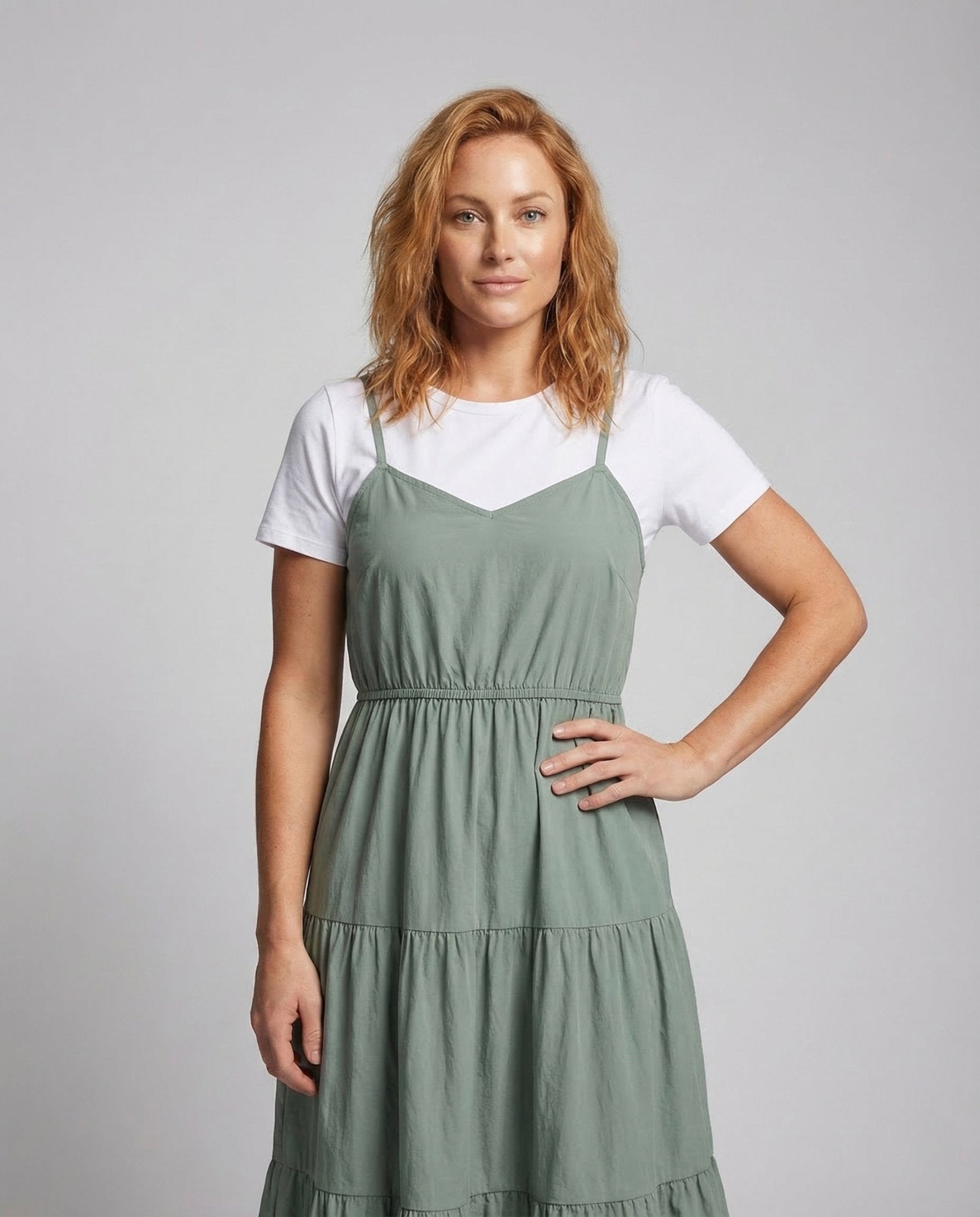 Women's Strap Dress Two - layer Tiered Skirt - Chichicherry