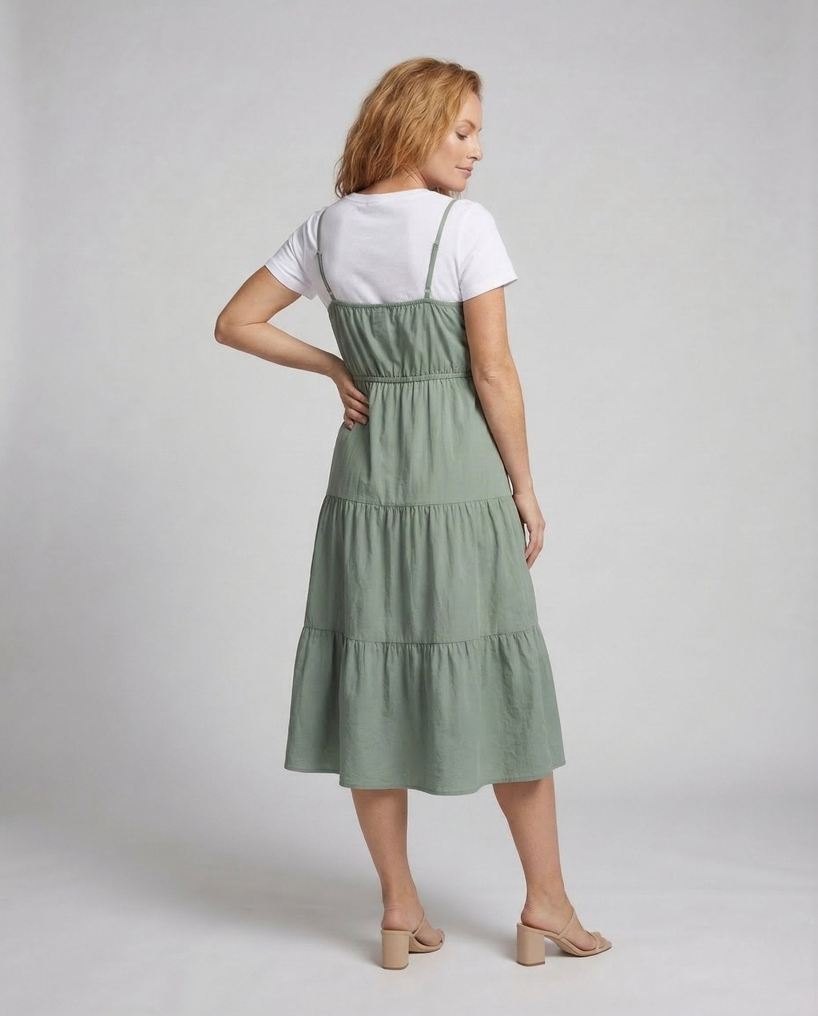 Women's Strap Dress Two - layer Tiered Skirt - Chichicherry