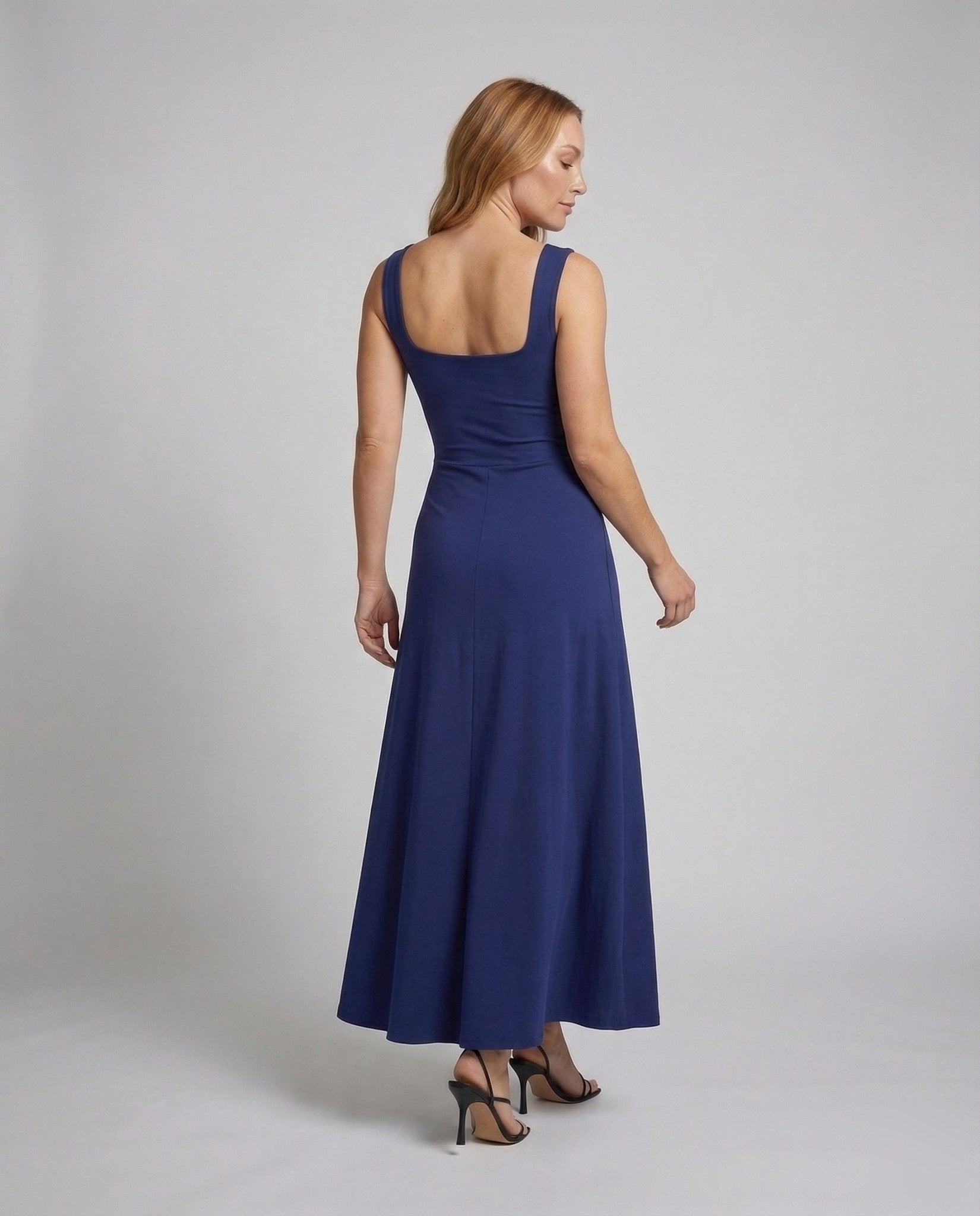 Women's Stretch Jersey Dress with Square Neckline - Chichicherry