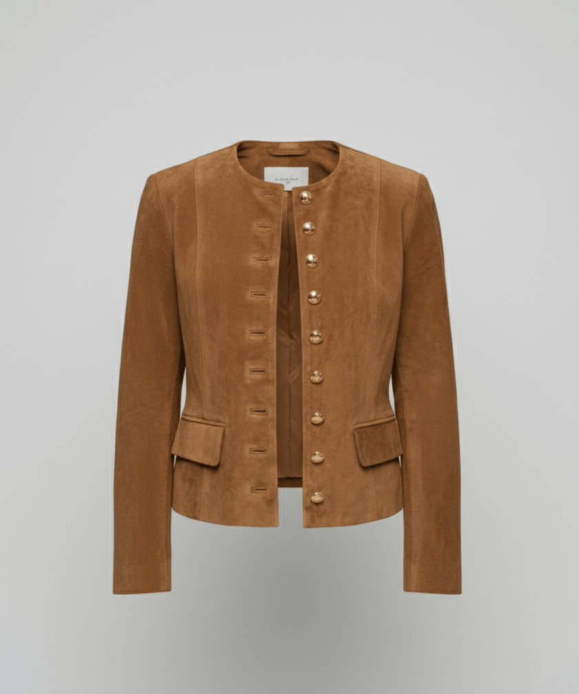 Women's suede jacket with gold buttons - Chichicherry