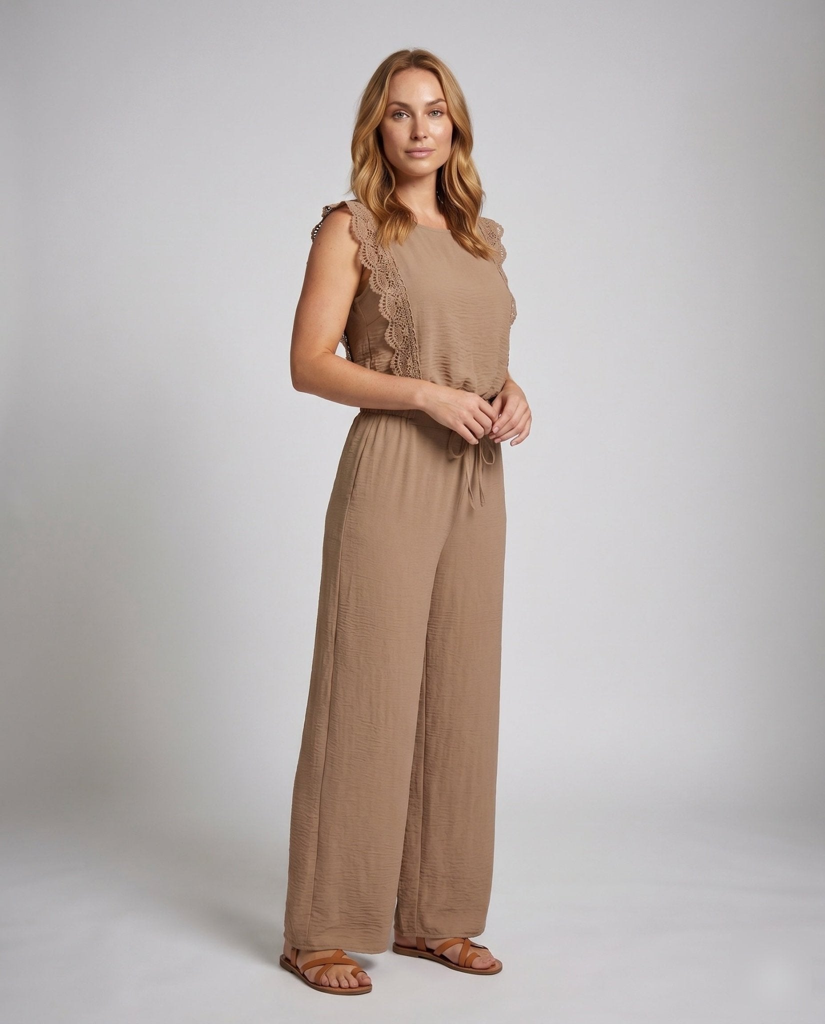 Women's Summer Jumpsuit with Airy Ruffle Details - Chichicherry