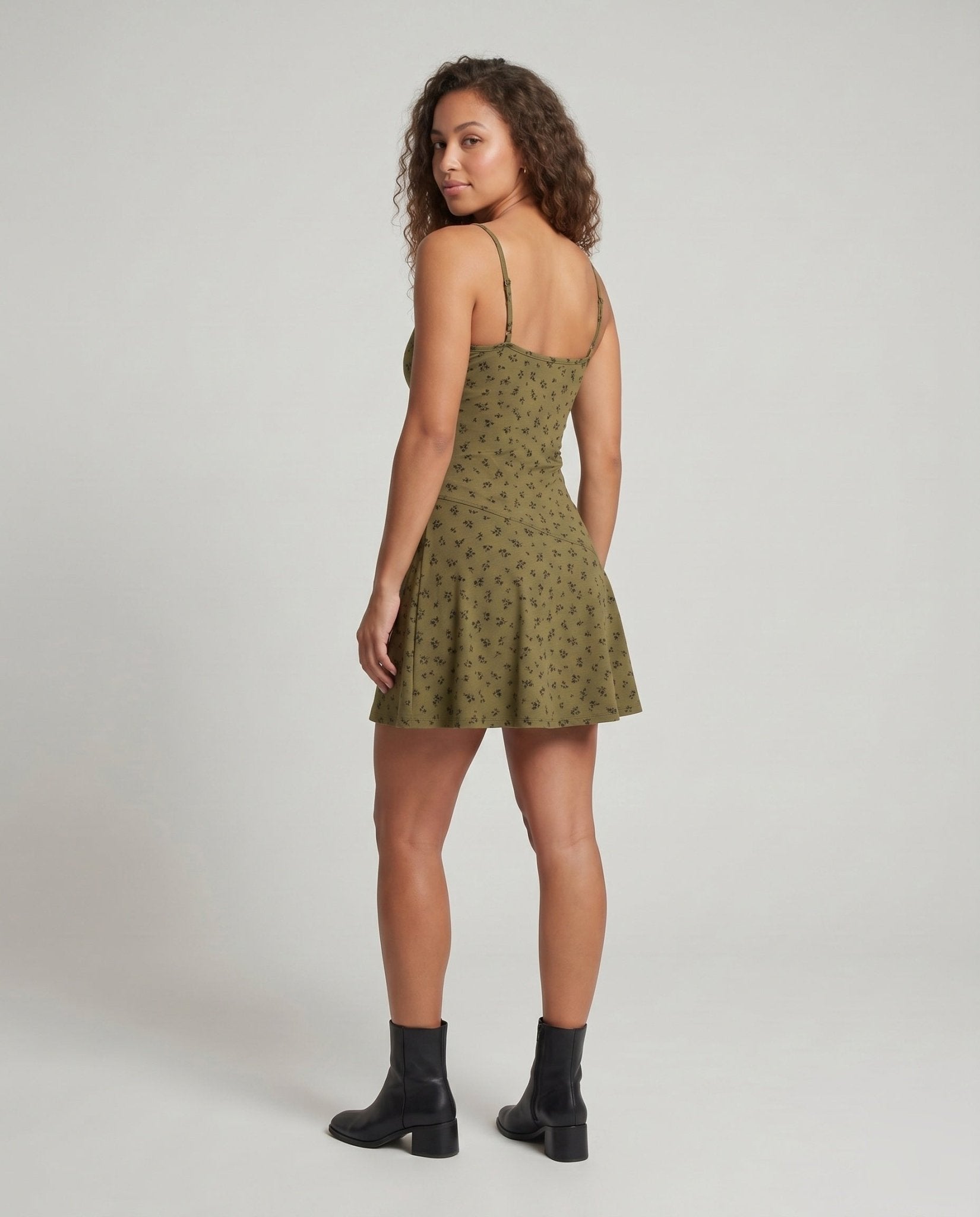 Women's Summery A-Line Dress with Adjustable Spaghetti Straps - Chichicherry