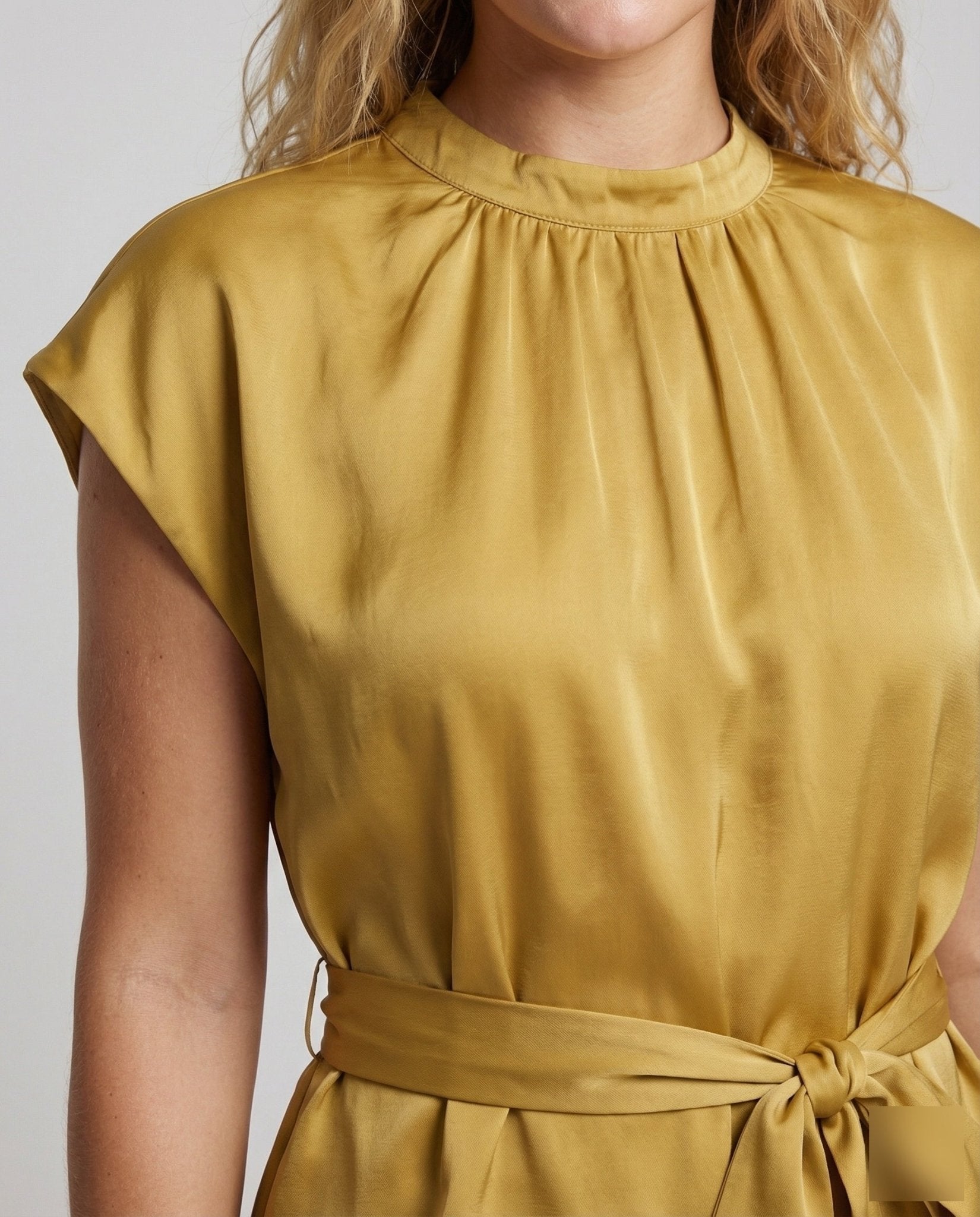 Women's Tailored Satin Blouse with Bat Sleeves - Chichicherry
