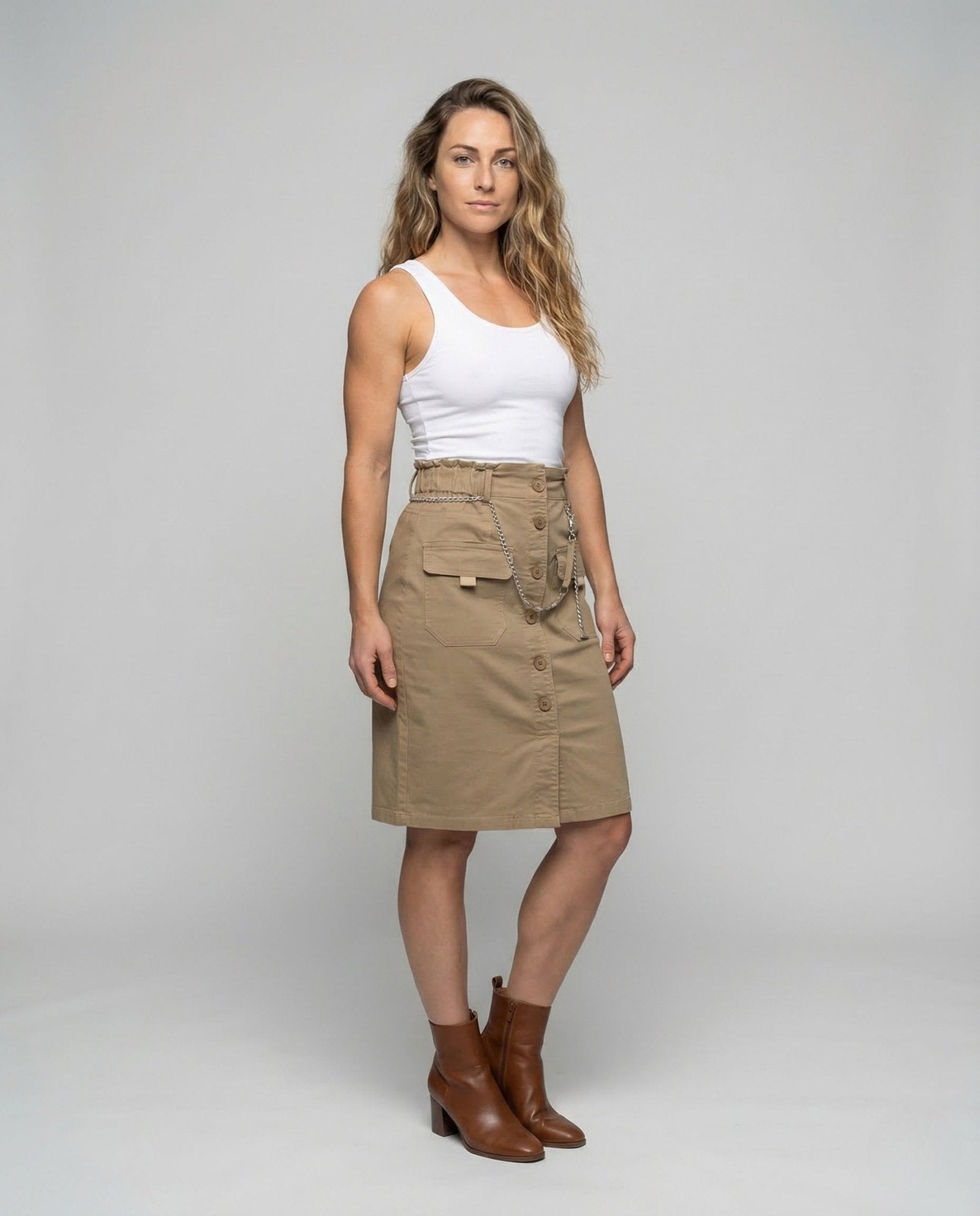 Women's Tailored Skirt Cargo Pockets - Chichicherry