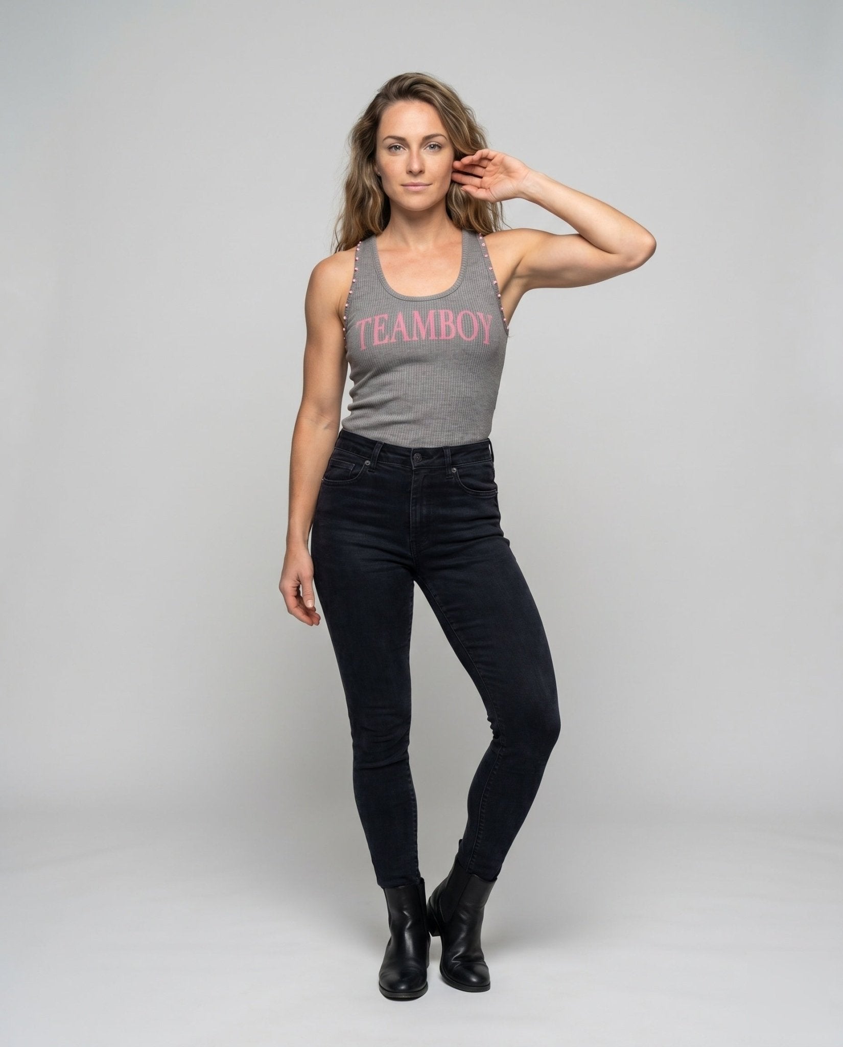 Women's tank top with creative lettering and stylish details - Chichicherry