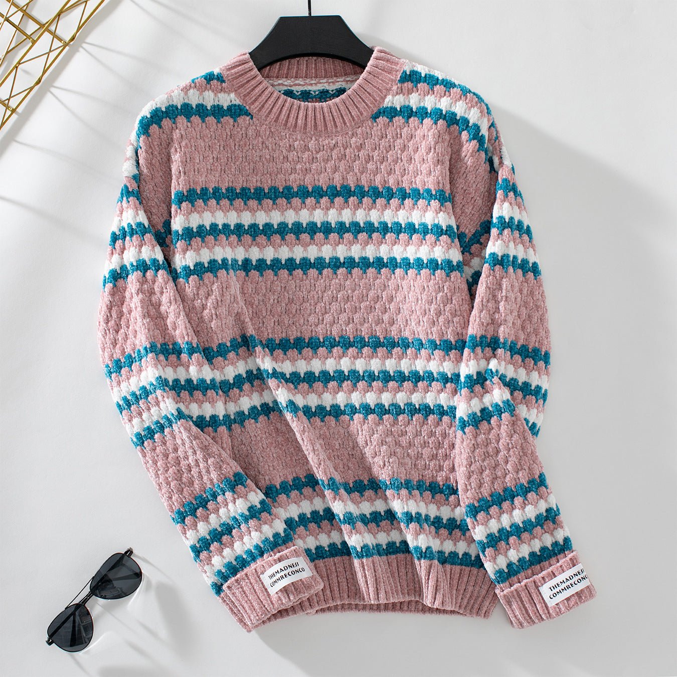 Women's Textured Striped Knit Sweater - Chichicherry